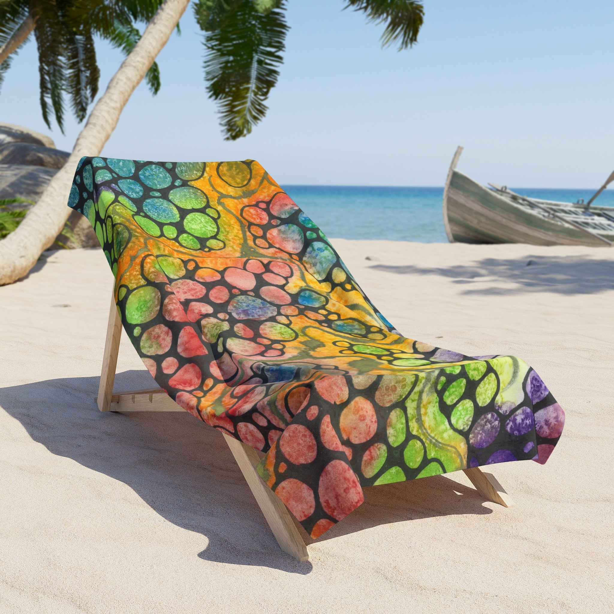 Colourful Abstract Beach Towels, Cotton Loop backing for Durability, 2 Sizes.  For Family and friends or a Special Gift #77 River Of Dreams