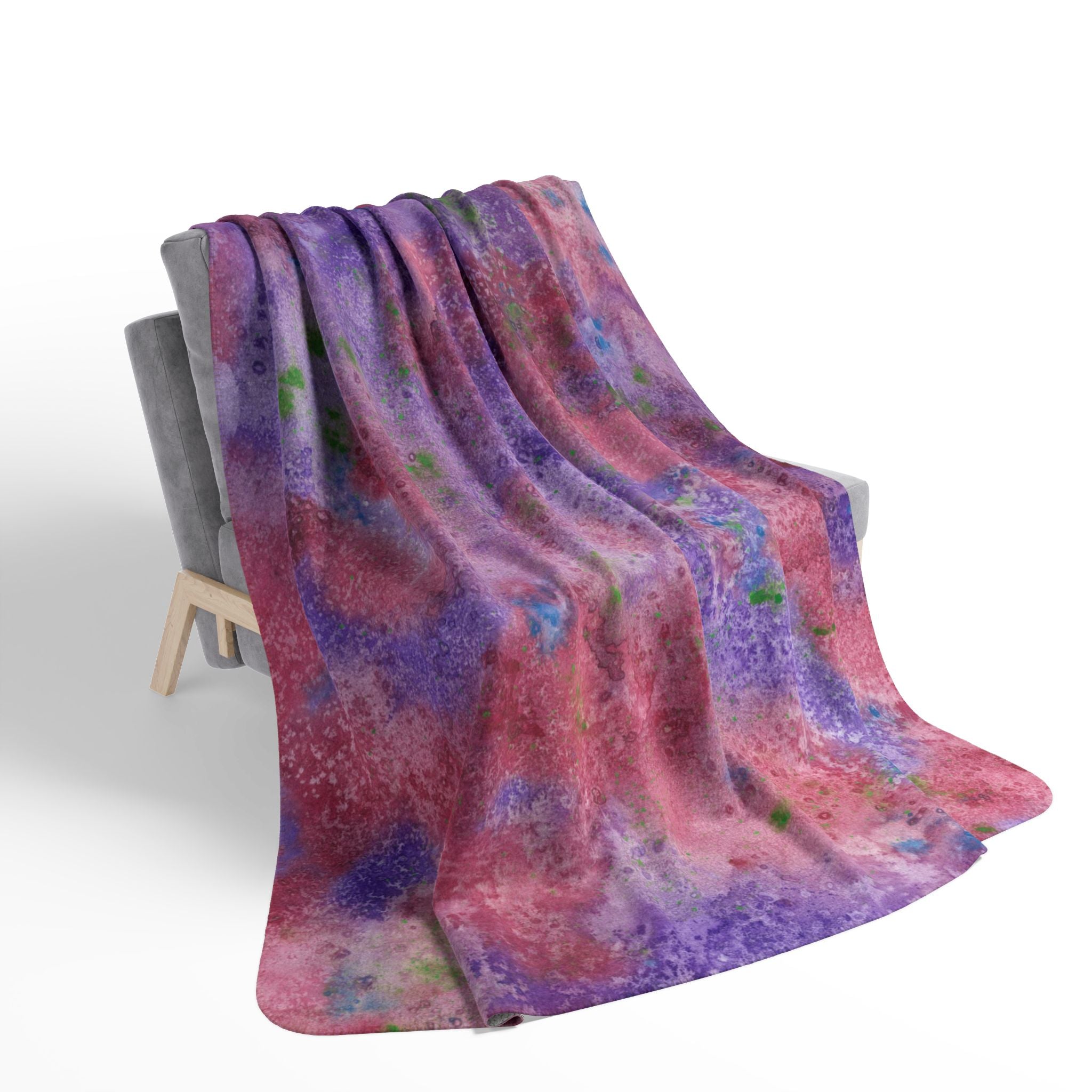 Fleece Throw Blanket, Textured Sherpa Underside, Hemmed, 2 Sizes. Colourful Abstract Design. Perfect for Bedroom, Living Room, or Special Gift #62 Resolutions