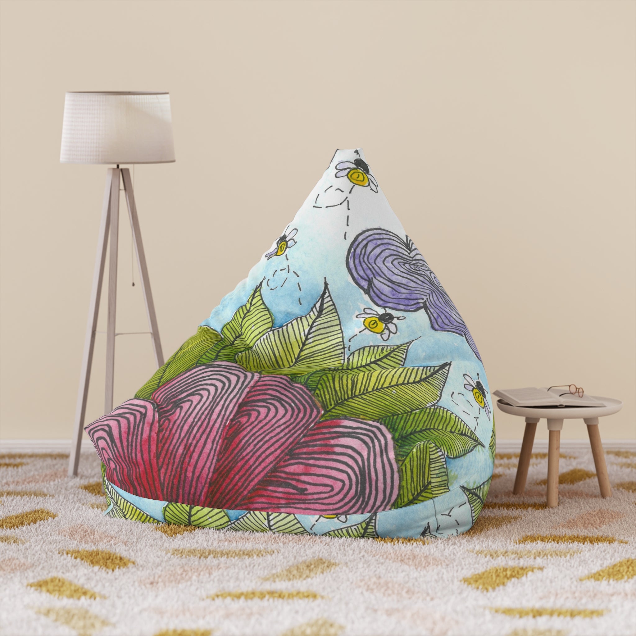 Bean Bag Chair Covers For Indoor & Outdoor - 2 Sizes - Exciting Abstract Design #4 Bloom'n