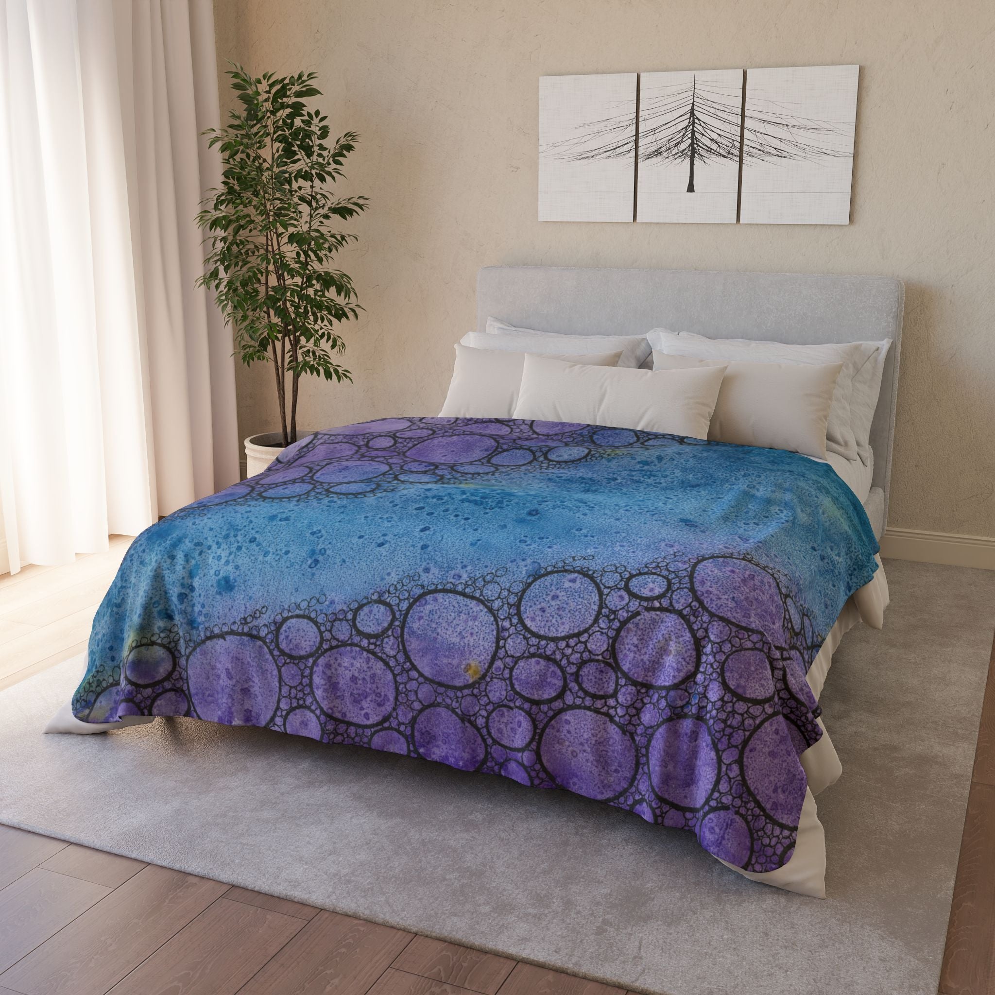 Fleece Throw Blanket, Textured Sherpa Underside, Hemmed, 2 Sizes. Colourful Abstract Design. Perfect for Bedroom, Living Room, or Special Gift #66 Beam Me Up Scotty