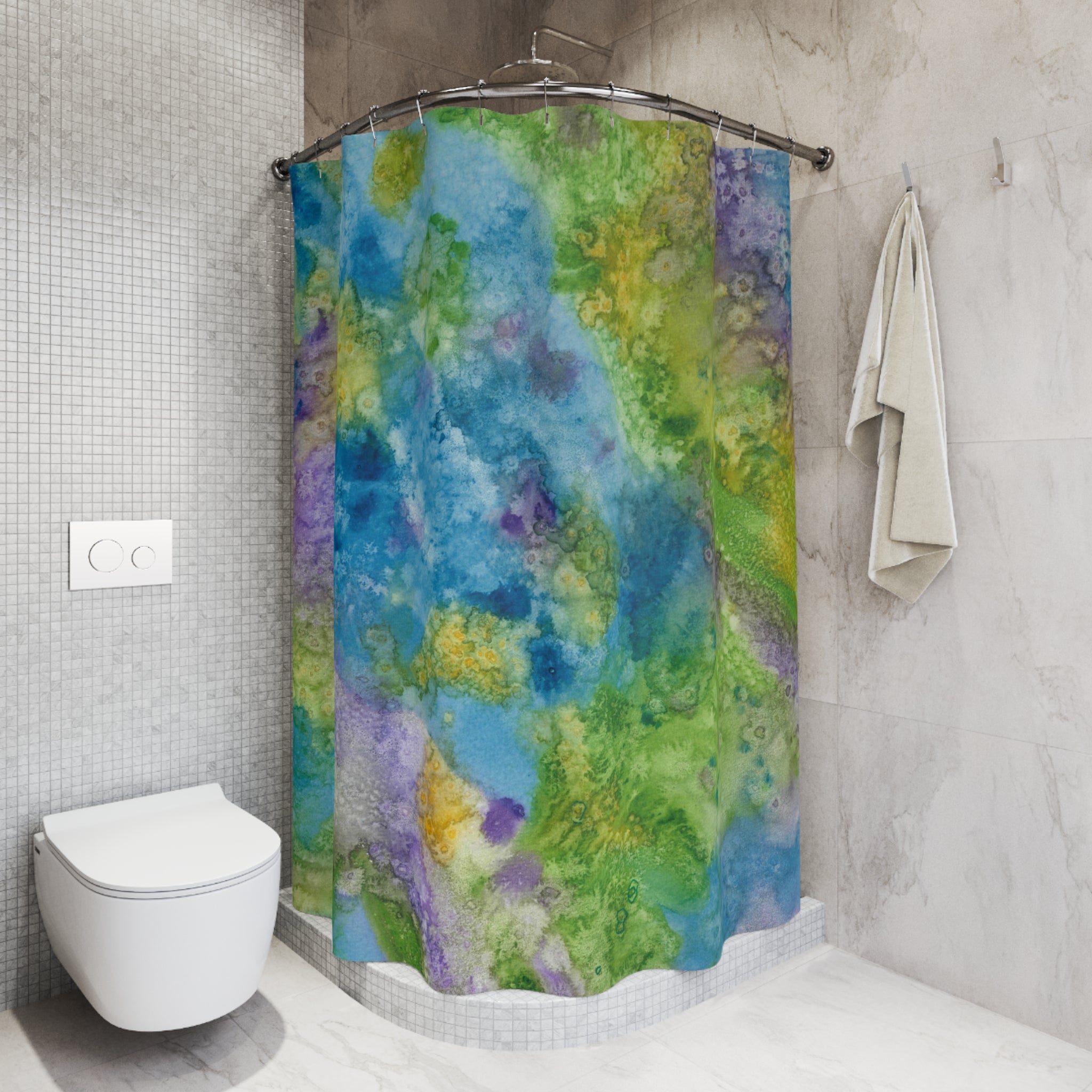 Beautiful Shower Curtains to Refresh Your Bathroom. Colourful Abstract Designs. Perfect For Your Bathroom or Special House-Warming Gift #60 Happy Holidays