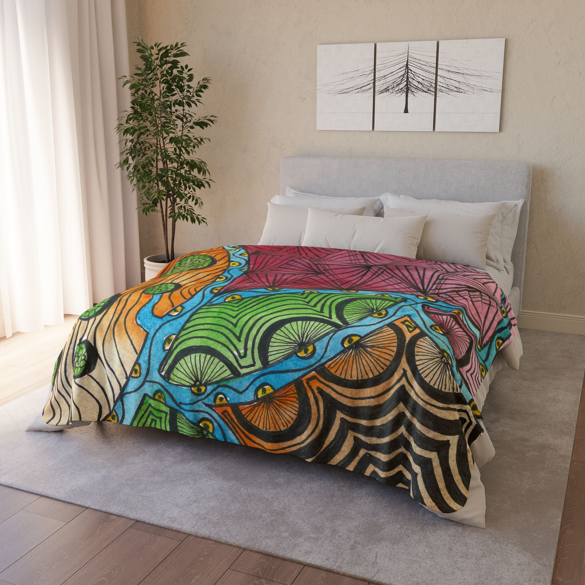 Fleece Throw Blanket, Textured Sherpa Underside, Hemmed, 2 Sizes. Colourful Abstract Design. Perfect for Bedroom, Living Room, or Special Gift #11 Todays The Day