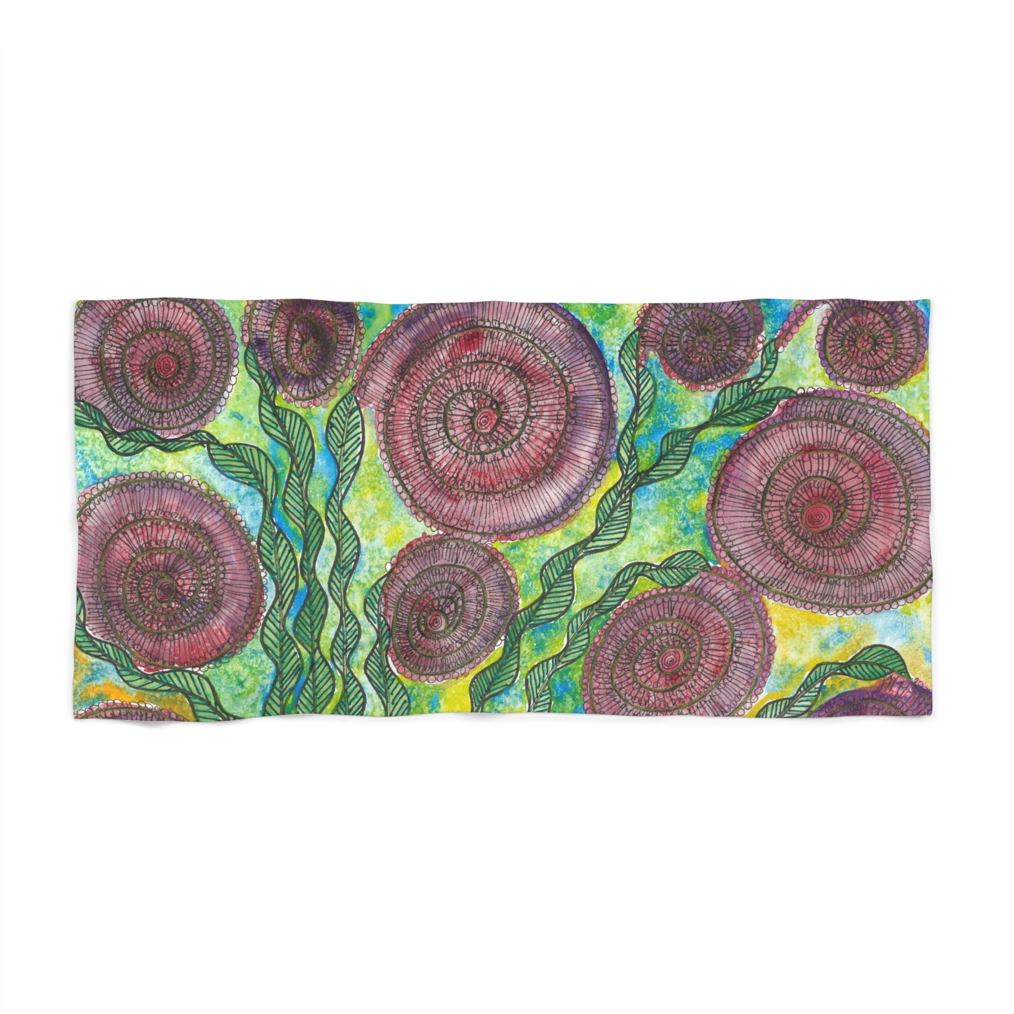 Colourful Abstract Beach Towels, Cotton Loop backing for Durability, 2 Sizes.  For Family and friends or a Special Gift #35 Beetroot To Yourself