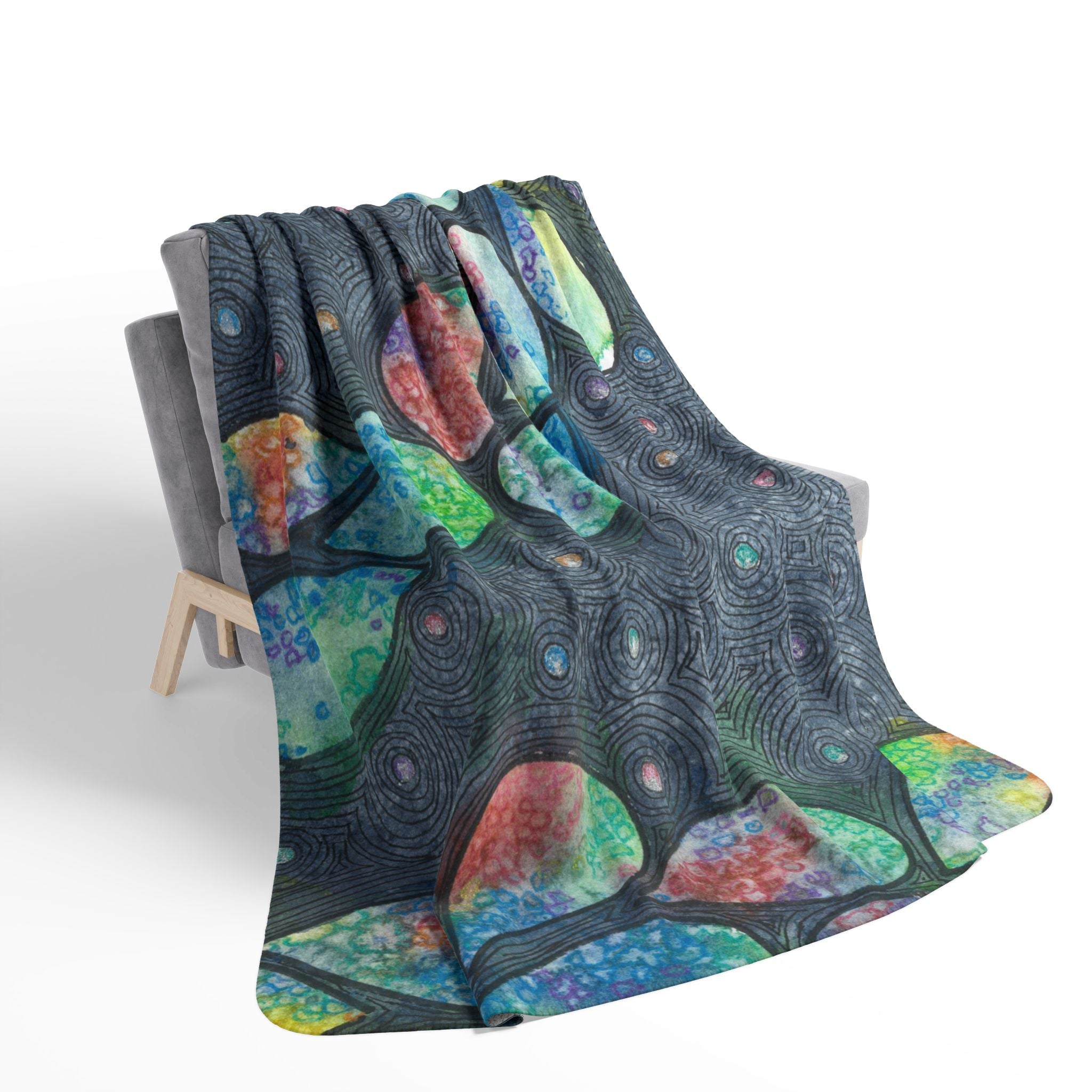Fleece Throw Blanket, Textured Sherpa Underside, Hemmed, 2 Sizes. Colourful Abstract Design. Perfect for Bedroom, Living Room, or Special Gift #30 Give Us A Minute
