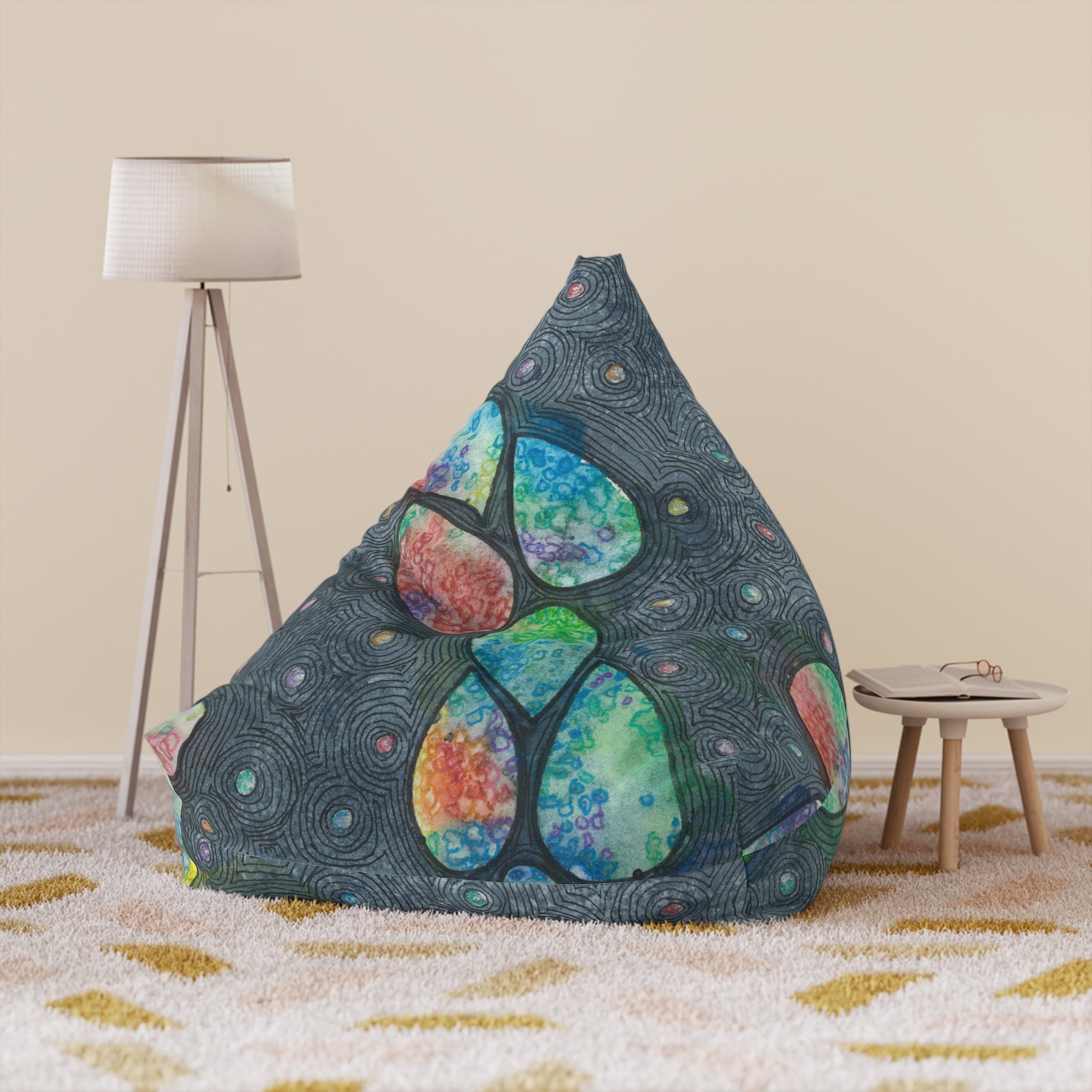 Bean Bag Chair Covers For Indoor & Outdoor - 2 Sizes - Exciting Abstract Design #30 Give Us A Minute