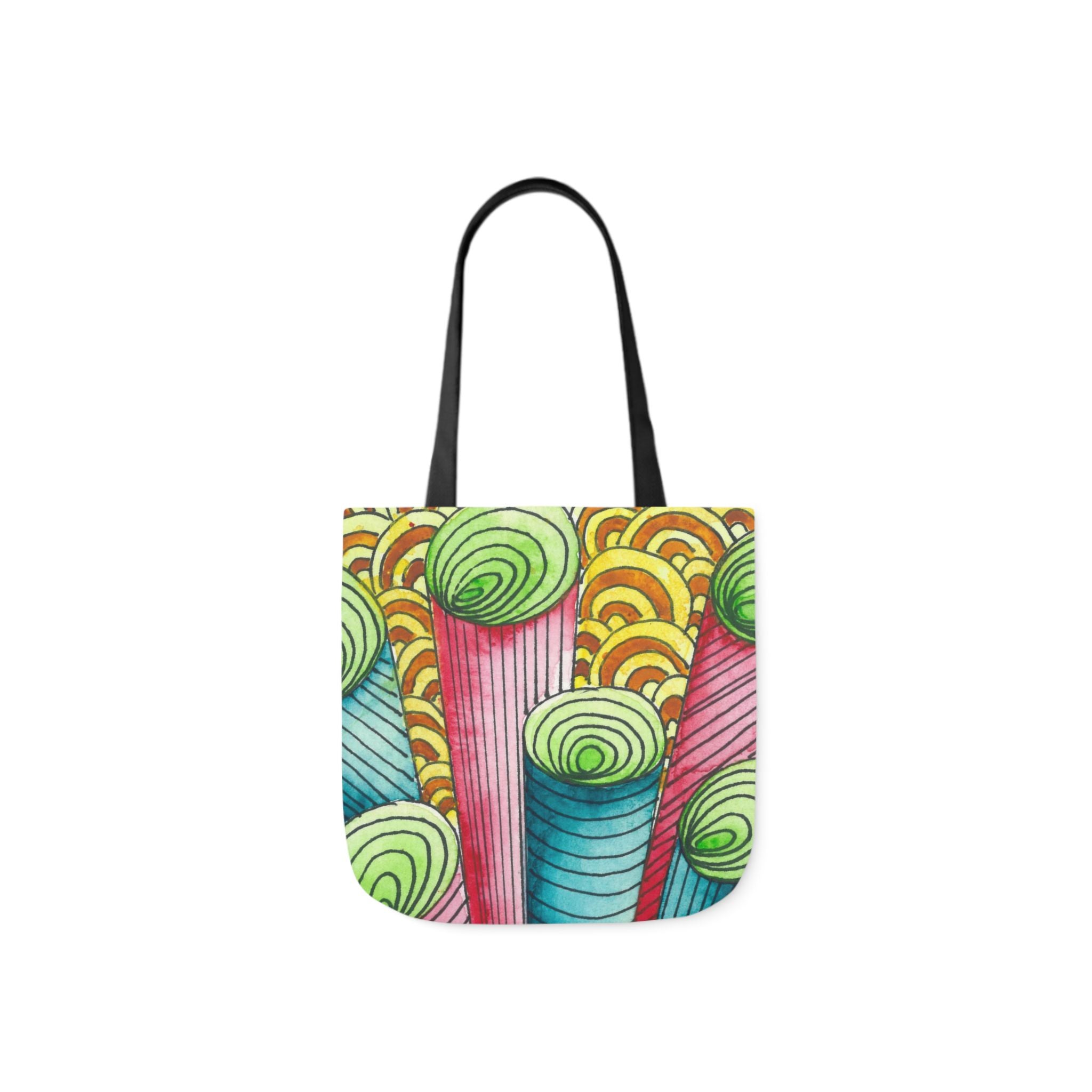 Canvas Tote Bags, Colourful Abstract Designs, 5-Color Straps, 3 Sizes.  For Family and friends or a Special Gift #93 On A Mission