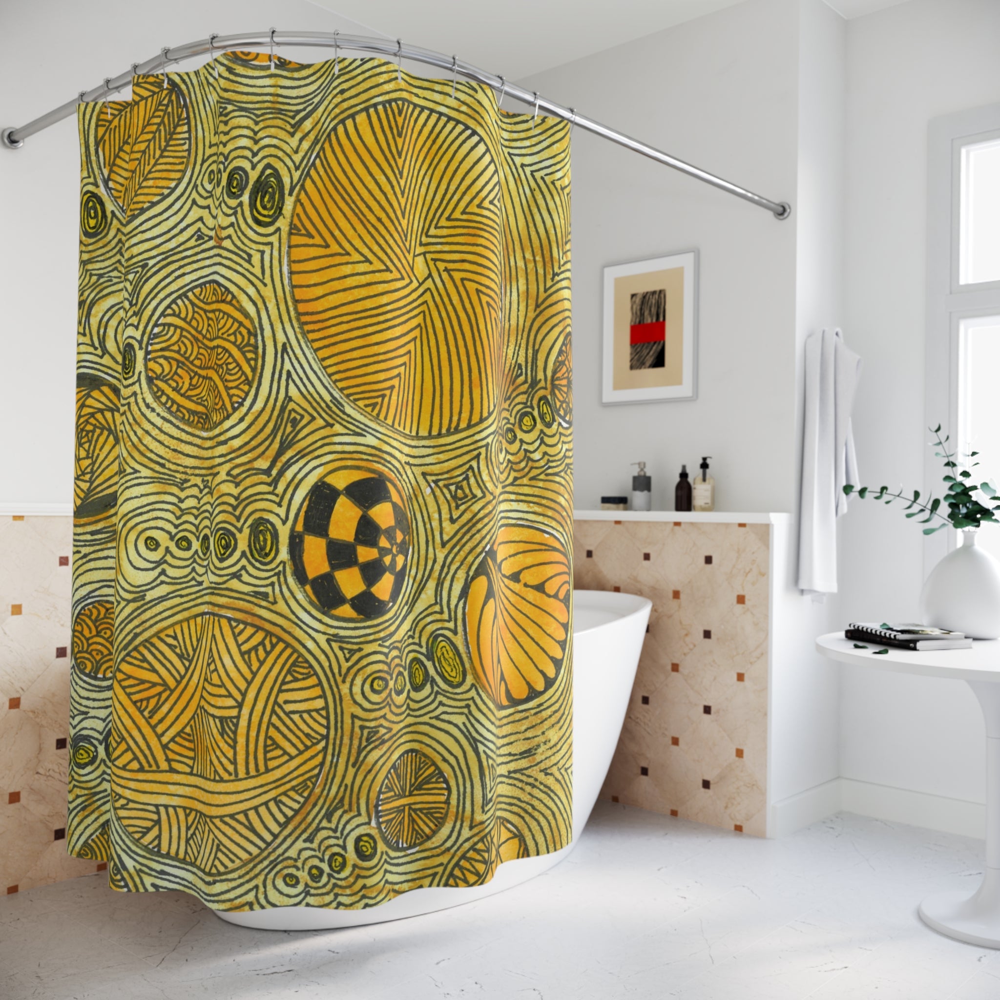 Beautiful Shower Curtains to Refresh Your Bathroom. Colourful Abstract Designs. Perfect For Your Bathroom or Special House-Warming Gift #38 The Conversationalist