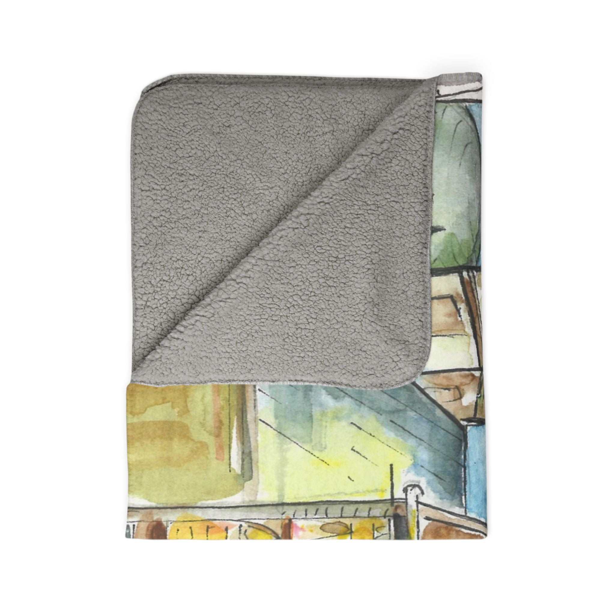 Fleece Throw Blanket, Textured Sherpa Underside, Hemmed, 2 Sizes. Colourful Abstract Design. Perfect for Bedroom, Living Room, or Special Gift #95 Beautiful Novi Sad