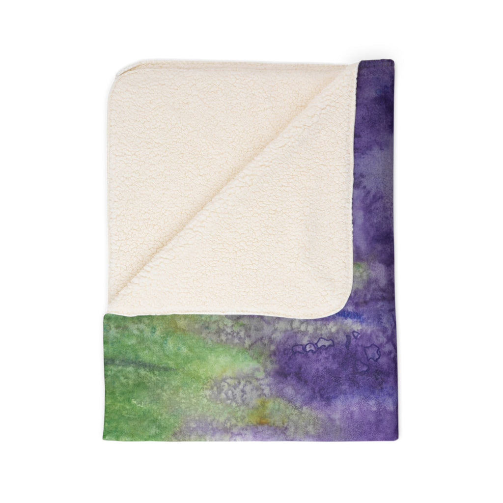 Fleece Throw Blanket, Textured Sherpa Underside, Hemmed, 2 Sizes. Colourful Abstract Design. Perfect for Bedroom, Living Room, or Special Gift #74 Lavender Fields