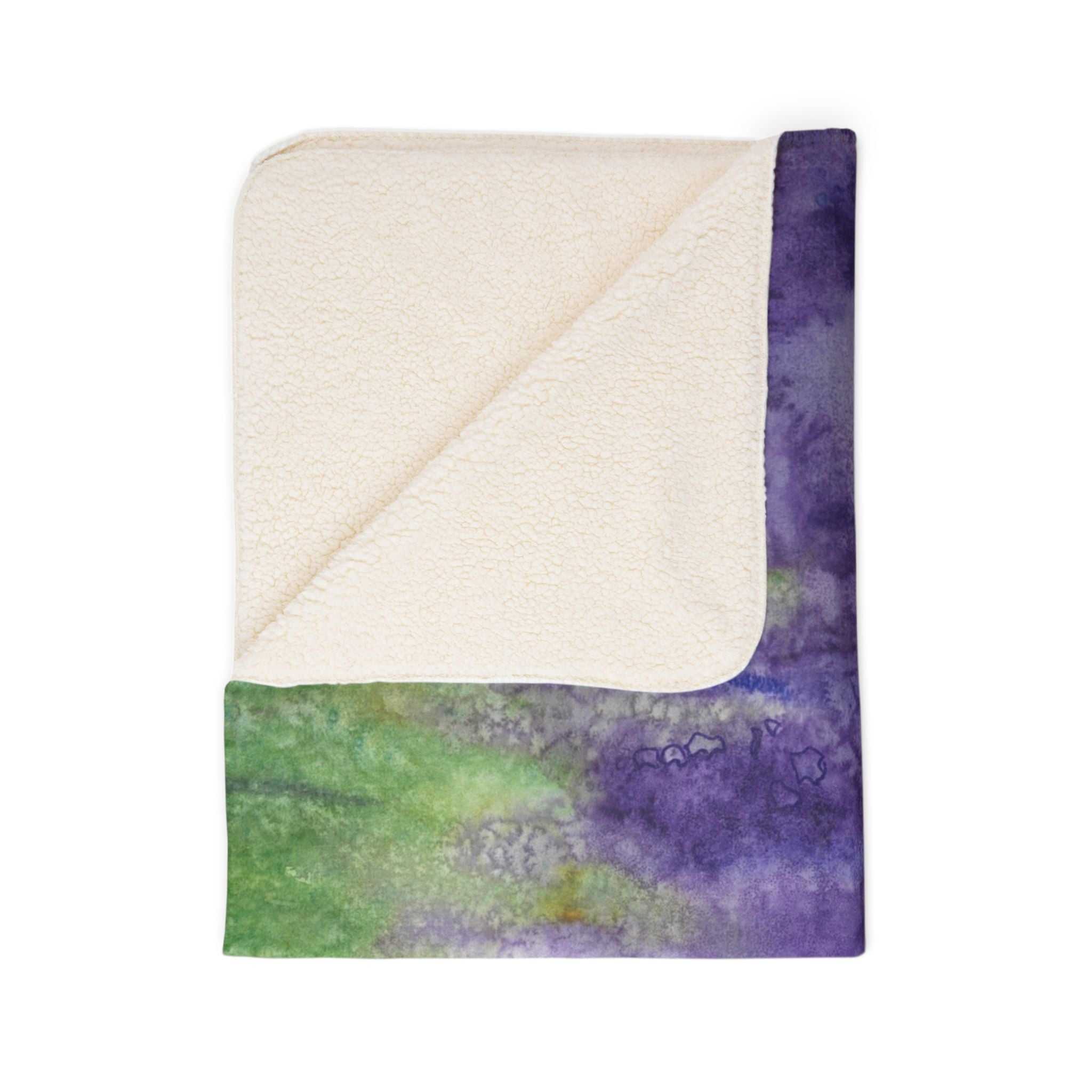 Fleece Throw Blanket, Textured Sherpa Underside, Hemmed, 2 Sizes. Colourful Abstract Design. Perfect for Bedroom, Living Room, or Special Gift #74 Lavender Fields