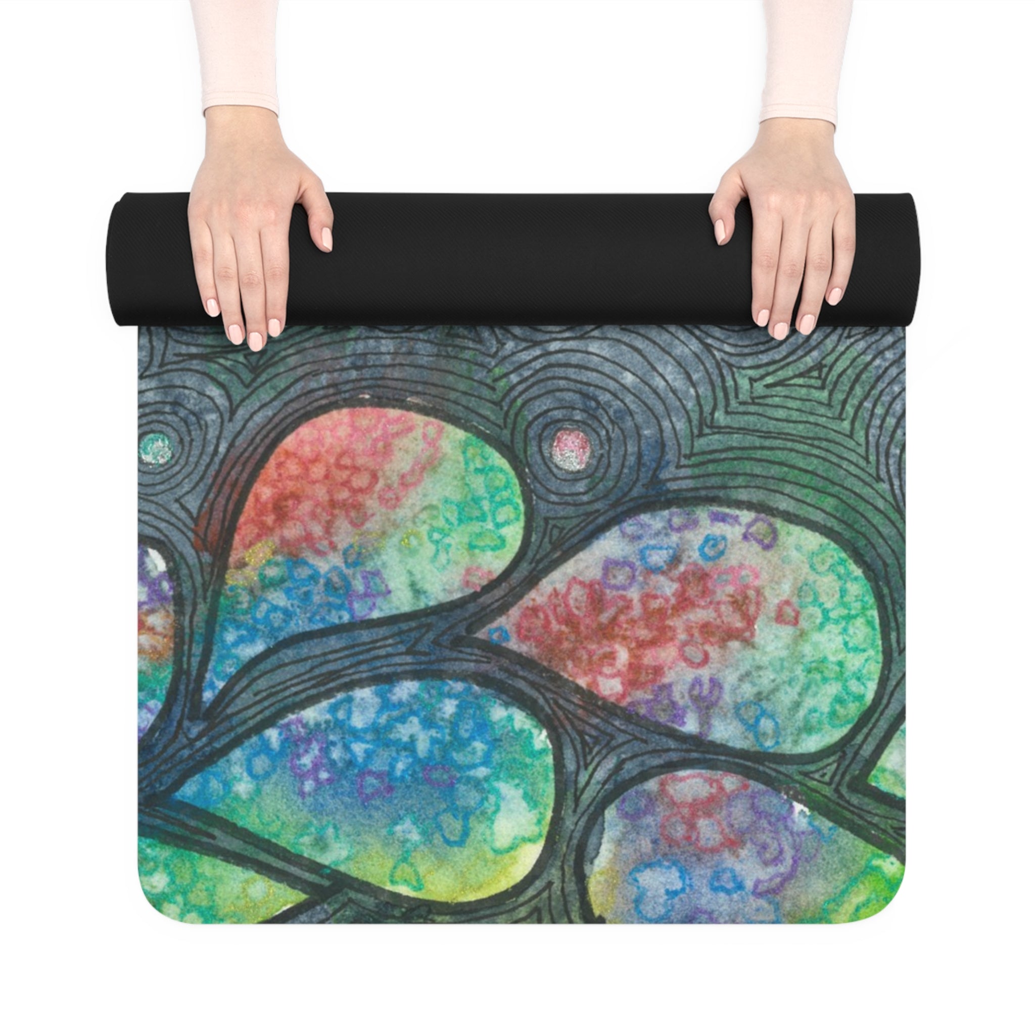 Yoga Mats and Gym Mats. Colourful Abstract Designs. Perfect for Home, Yoga or Gym Class, or a Special Gift #30 Give Us A Minute