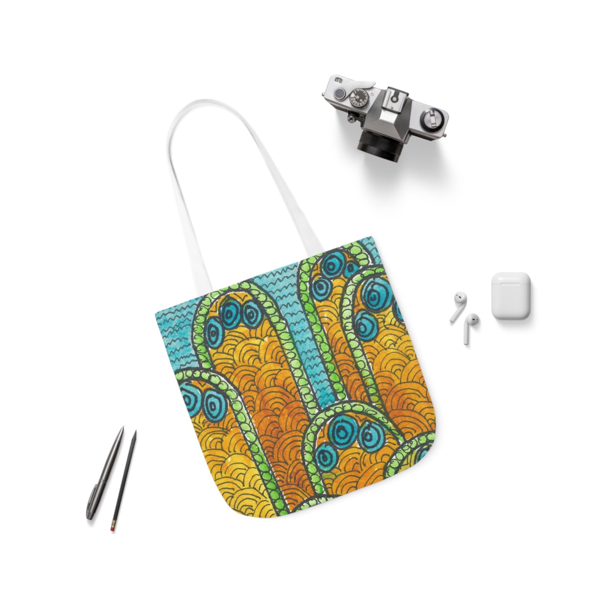 Canvas Tote Bags, Colourful Abstract Designs, 5-Color Straps, 3 Sizes.  For Family and friends or a Special Gift #87 Belgrade Impressions
