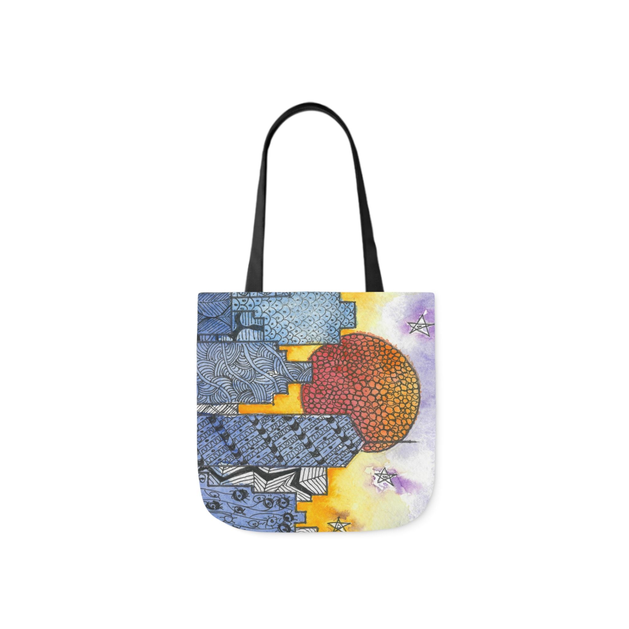 Canvas Tote Bags, Colourful Abstract Designs, 5-Color Straps, 3 Sizes.  For Family and friends or a Special Gift #5 In The Shadows
