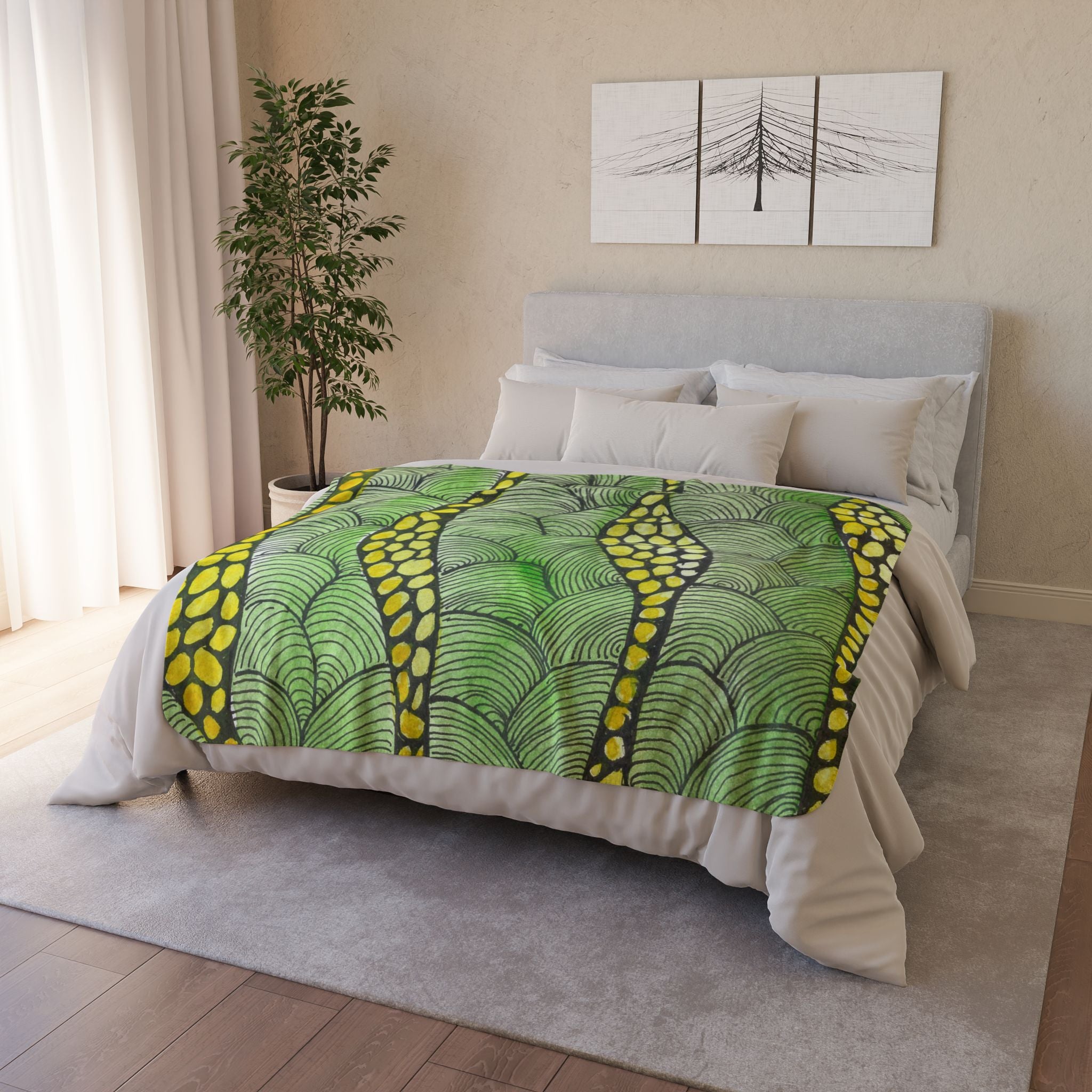Fleece Throw Blanket, Textured Sherpa Underside, Hemmed, 2 Sizes. Colourful Abstract Design. Perfect for Bedroom, Living Room, or Special Gift #13 Watcha Thinking