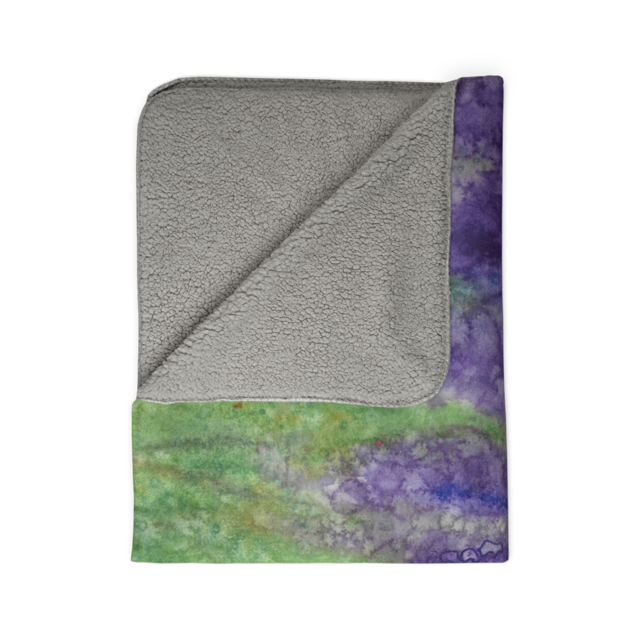 Fleece Throw Blanket, Textured Sherpa Underside, Hemmed, 2 Sizes. Colourful Abstract Design. Perfect for Bedroom, Living Room, or Special Gift #74 Lavender Fields