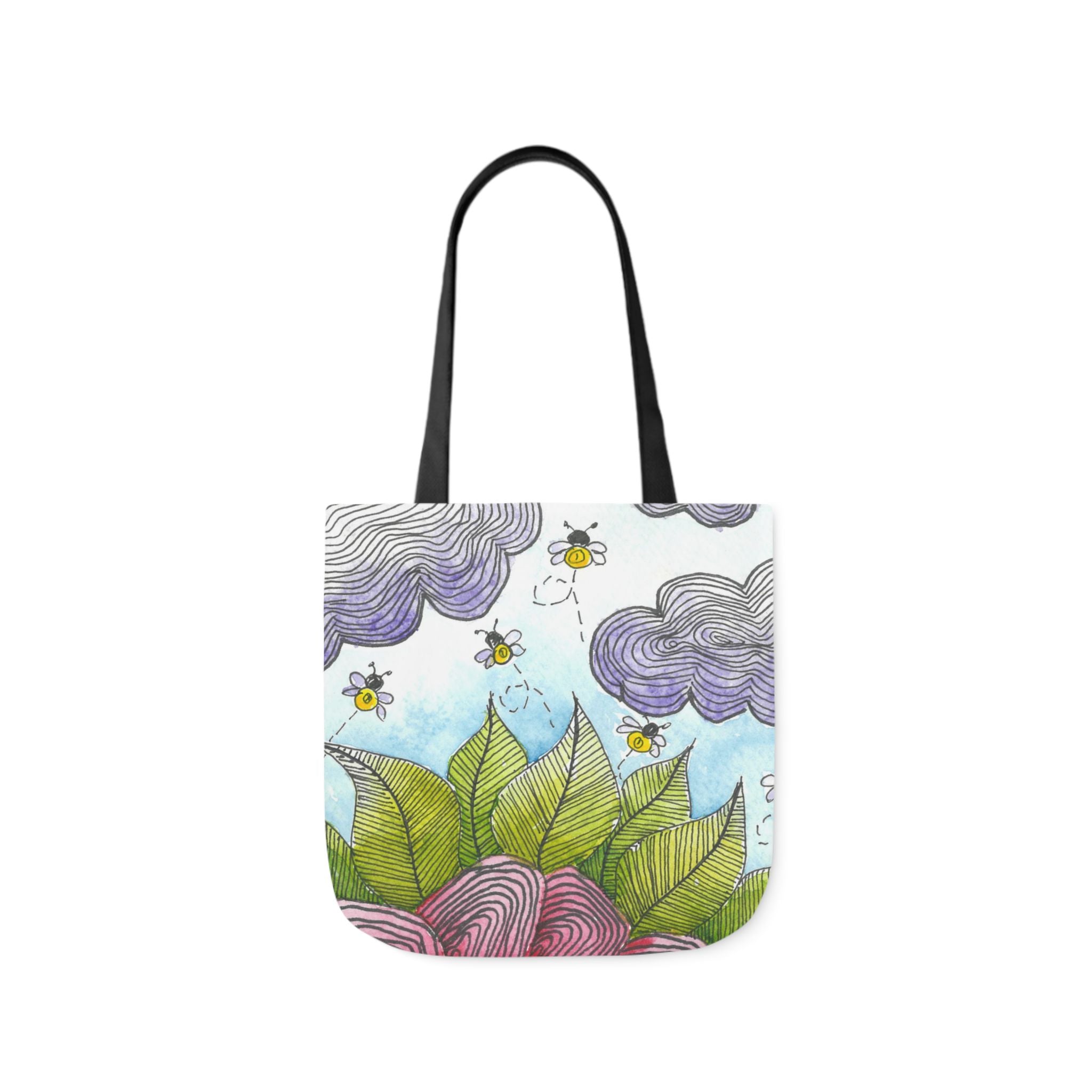 Canvas Tote Bags, Colourful Abstract Designs, 5-Color Straps, 3 Sizes.  For Family and friends or a Special Gift #4 Bloom'n