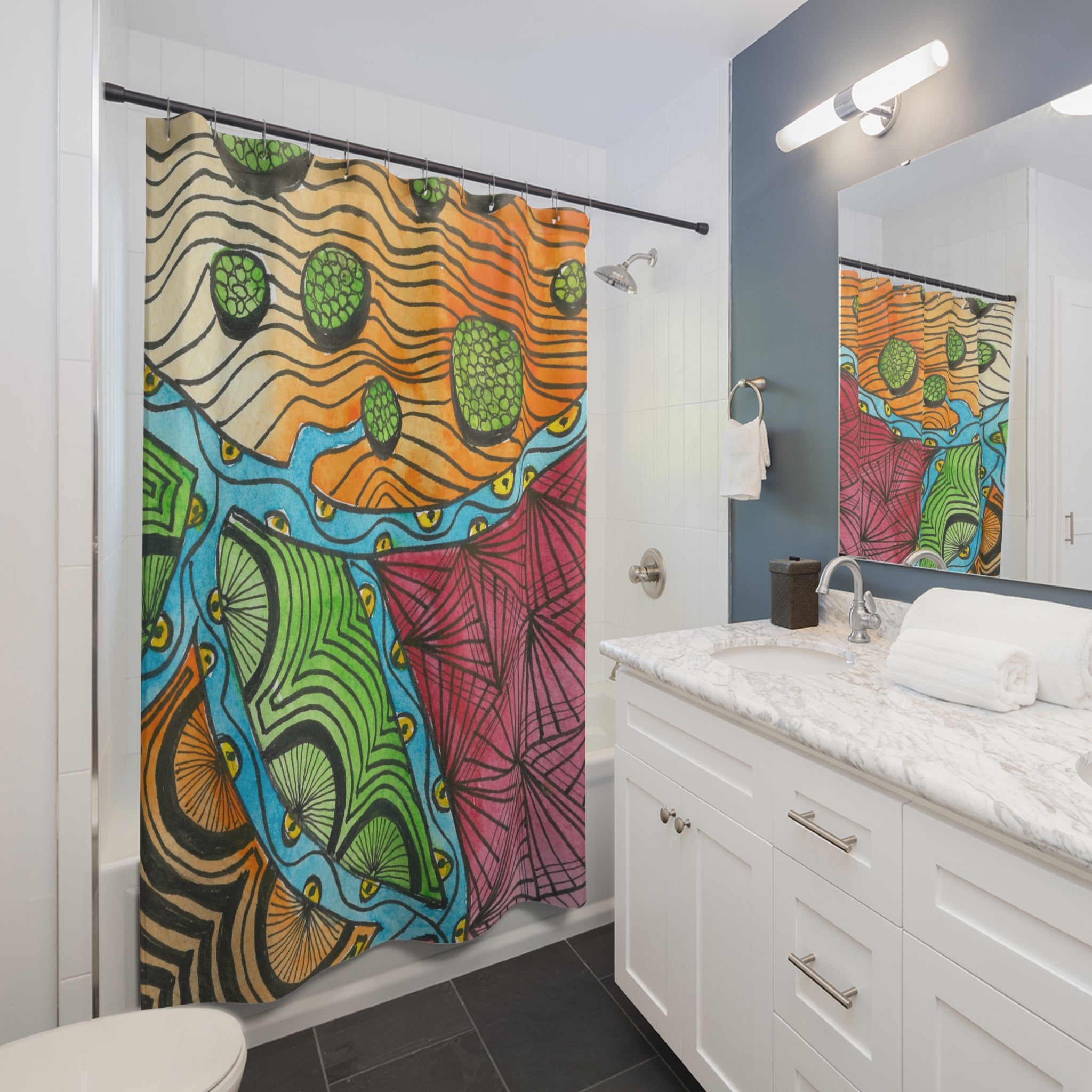 Beautiful Shower Curtains to Refresh Your Bathroom. Colourful Abstract Designs. Perfect For Your Bathroom or Special House-Warming Gift #11 Today's The Day