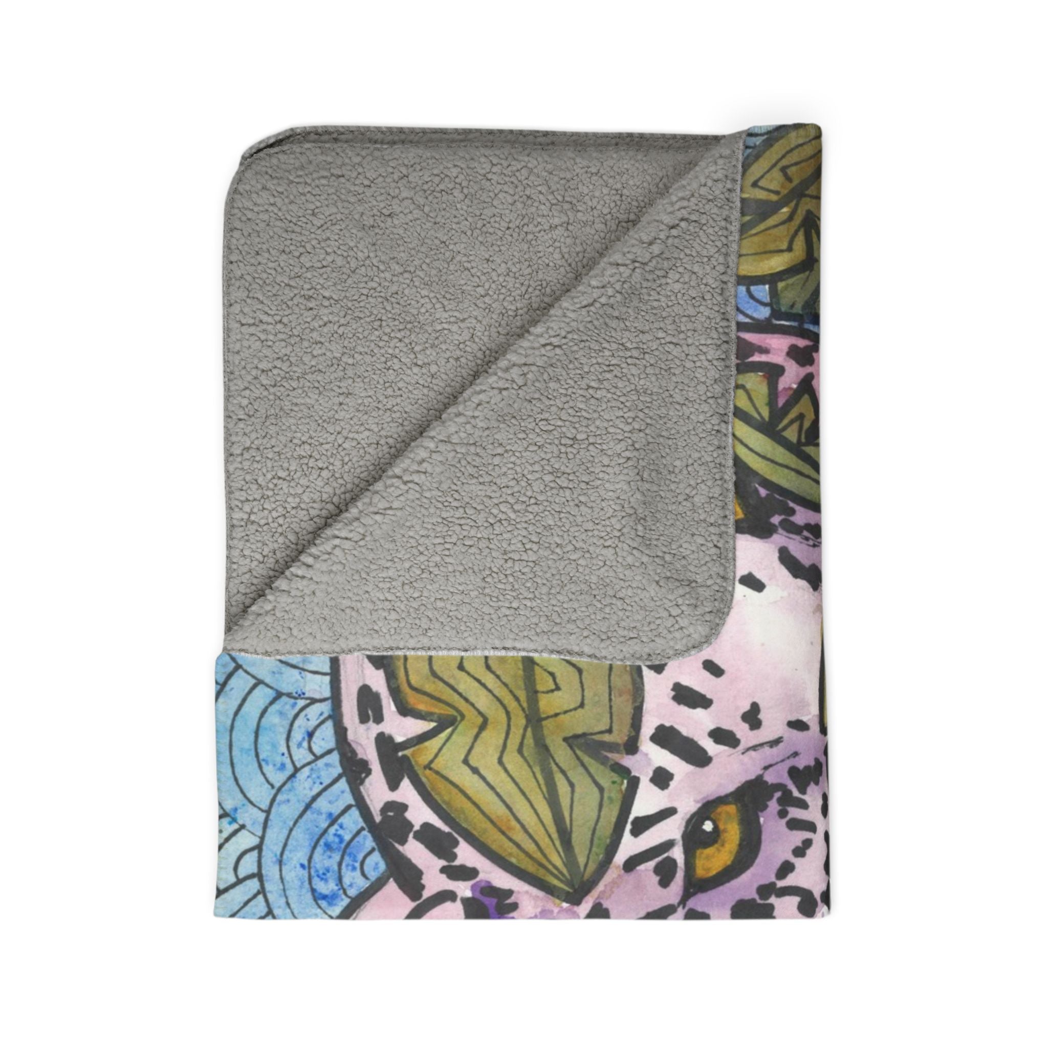 Fleece Throw Blanket, Textured Sherpa Underside, Hemmed, 2 Sizes. Colourful Abstract Design. Perfect for Bedroom, Living Room, or Special Gift #76 Purrfect Blend