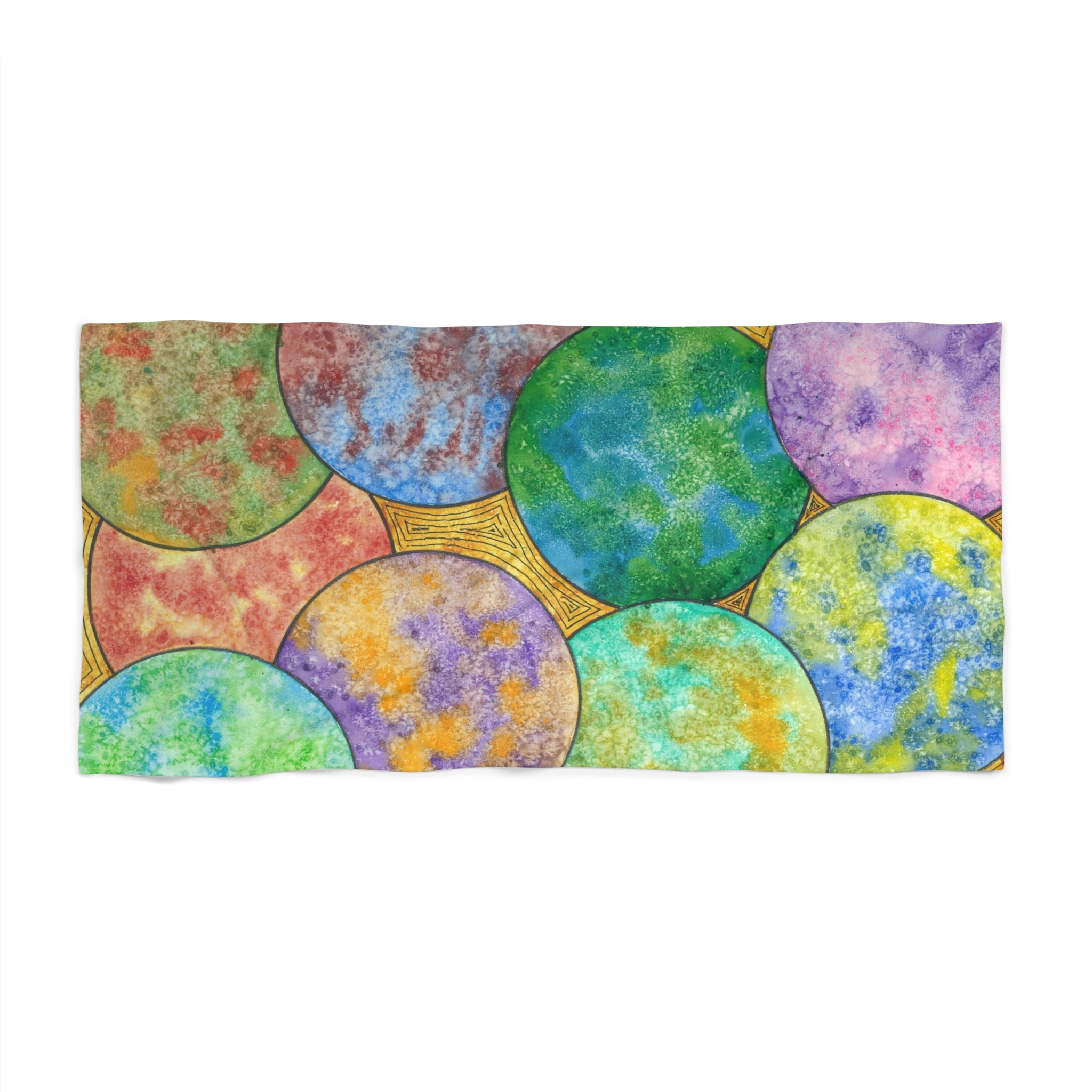 Colourful Abstract Beach Towels, Cotton Loop backing for Durability, 2 Sizes.  For Family and friends or a Special Gift #61 Worlds Apart