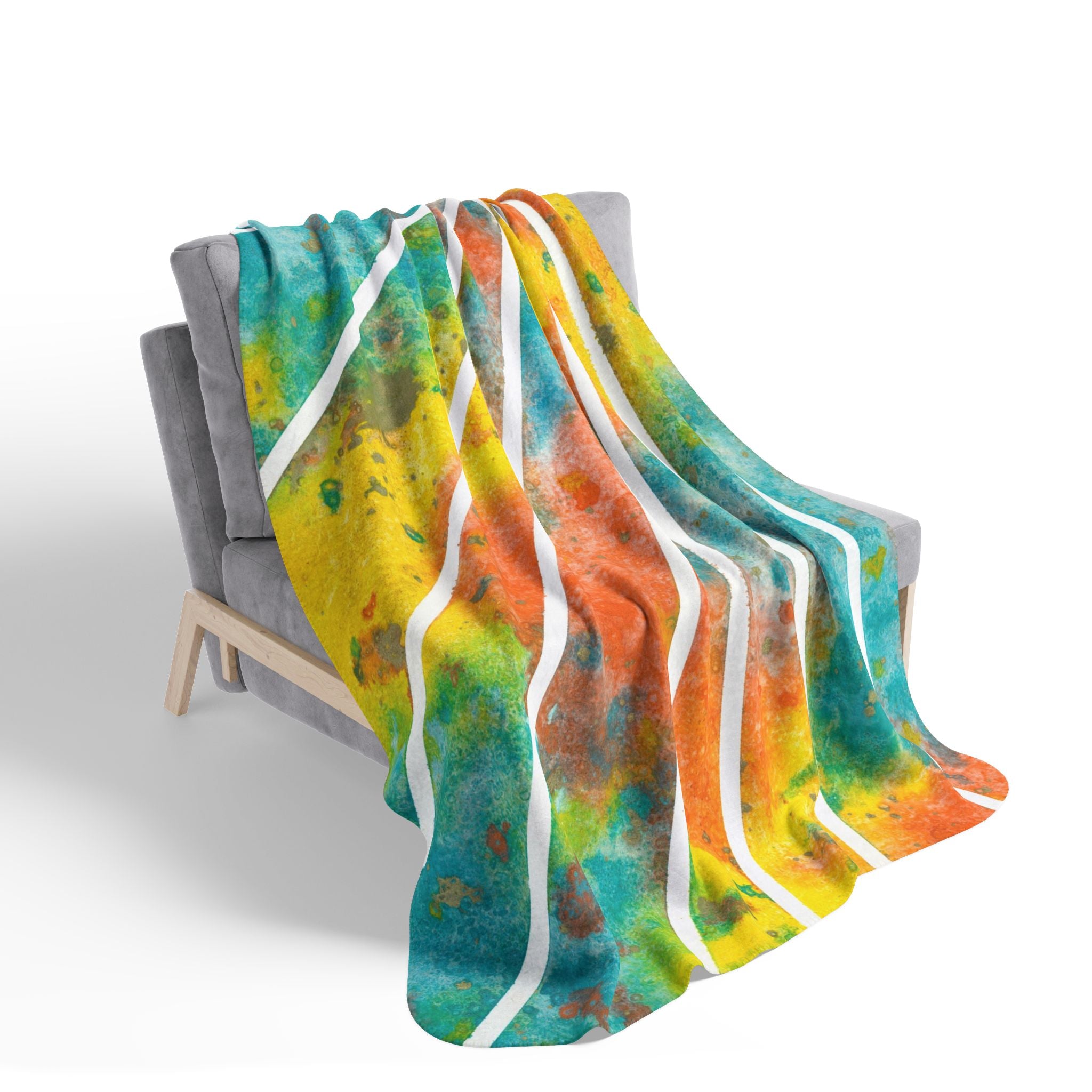 Fleece Throw Blanket, Textured Sherpa Underside, Hemmed, 2 Sizes. Colourful Abstract Design. Perfect for Bedroom, Living Room, or Special Gift #101 Your Energy Radiates