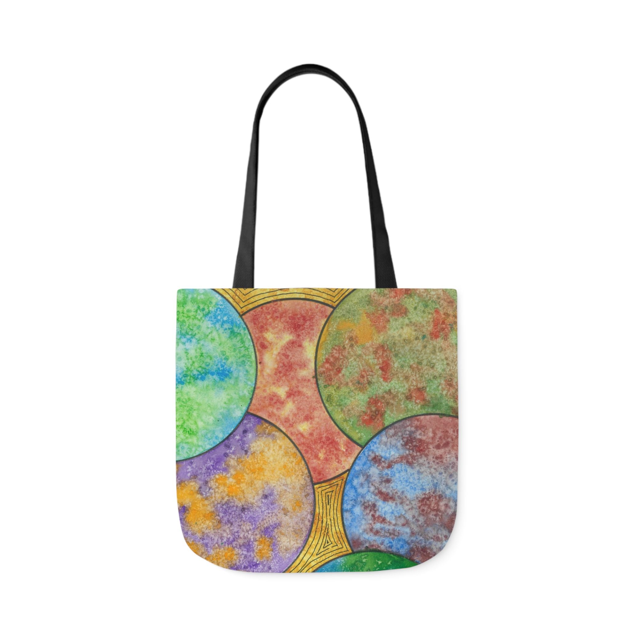 Canvas Tote Bags, Colourful Abstract Designs, 5-Color Straps, 3 Sizes.  For Family and friends or a Special Gift #61 Worlds Apart