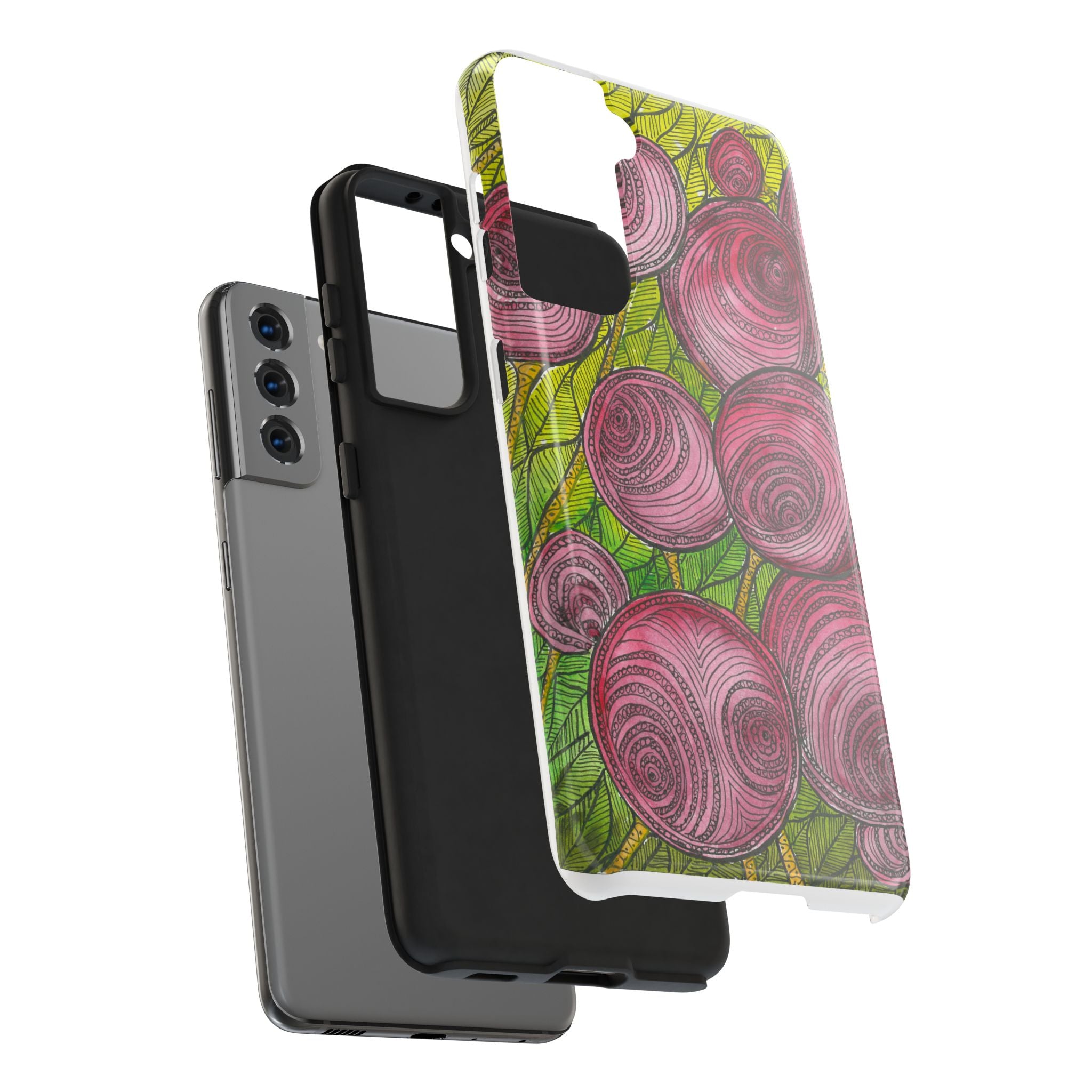 Tough Phone Case - All iPhones and Samsung Galaxys - Exciting Abstract Design #9 Spaced Blossoms