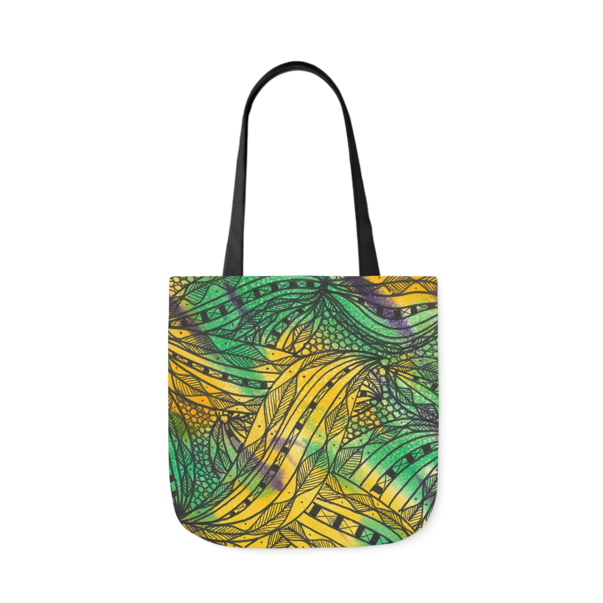 Canvas Tote Bags, Colourful Abstract Designs, 5-Color Straps, 3 Sizes.  For Family and friends or a Special Gift #37 Shrubbery