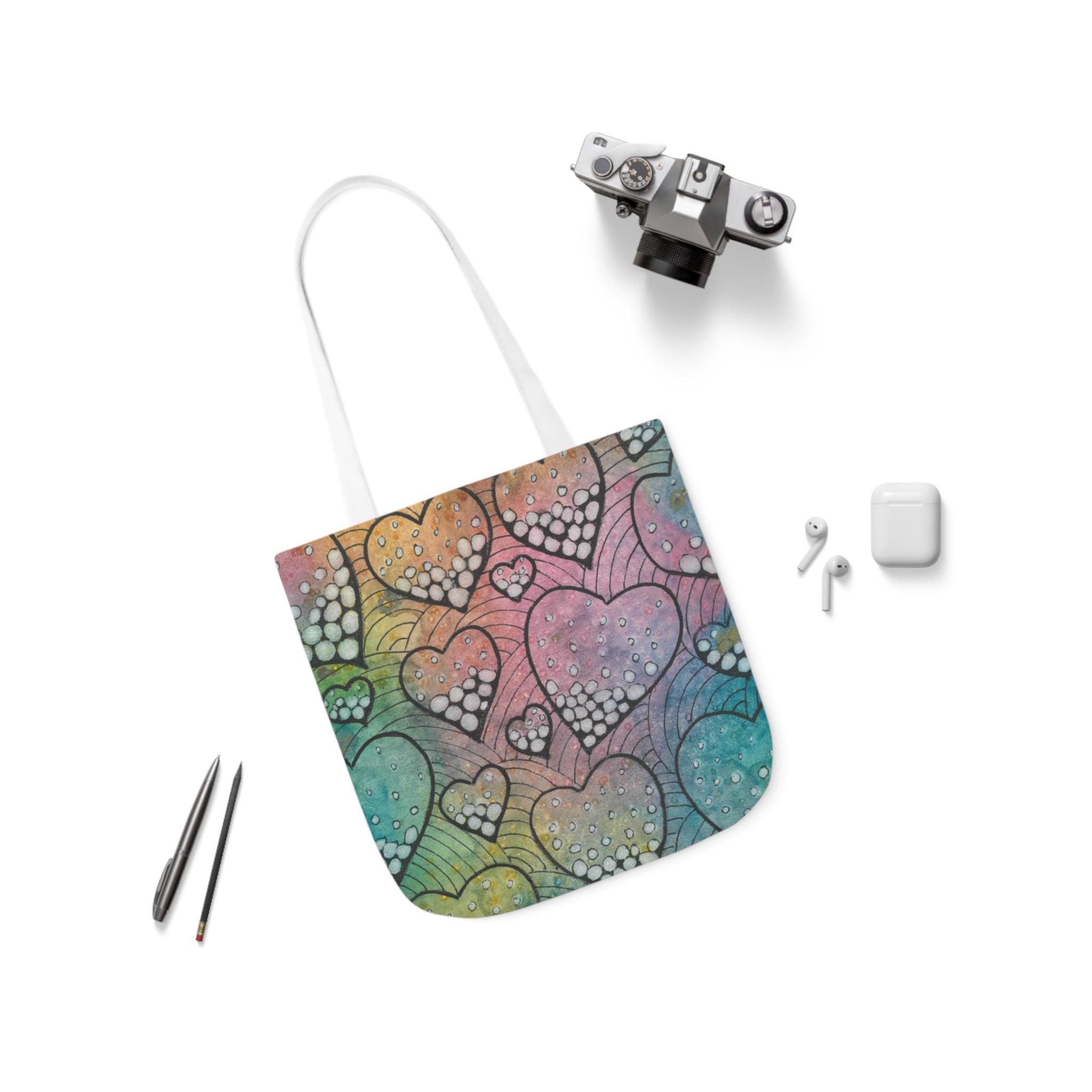 Canvas Tote Bags, Colourful Abstract Designs, 5-Color Straps, 3 Sizes.  For Family and friends or a Special Gift #97 Whats Love Got To Do With It