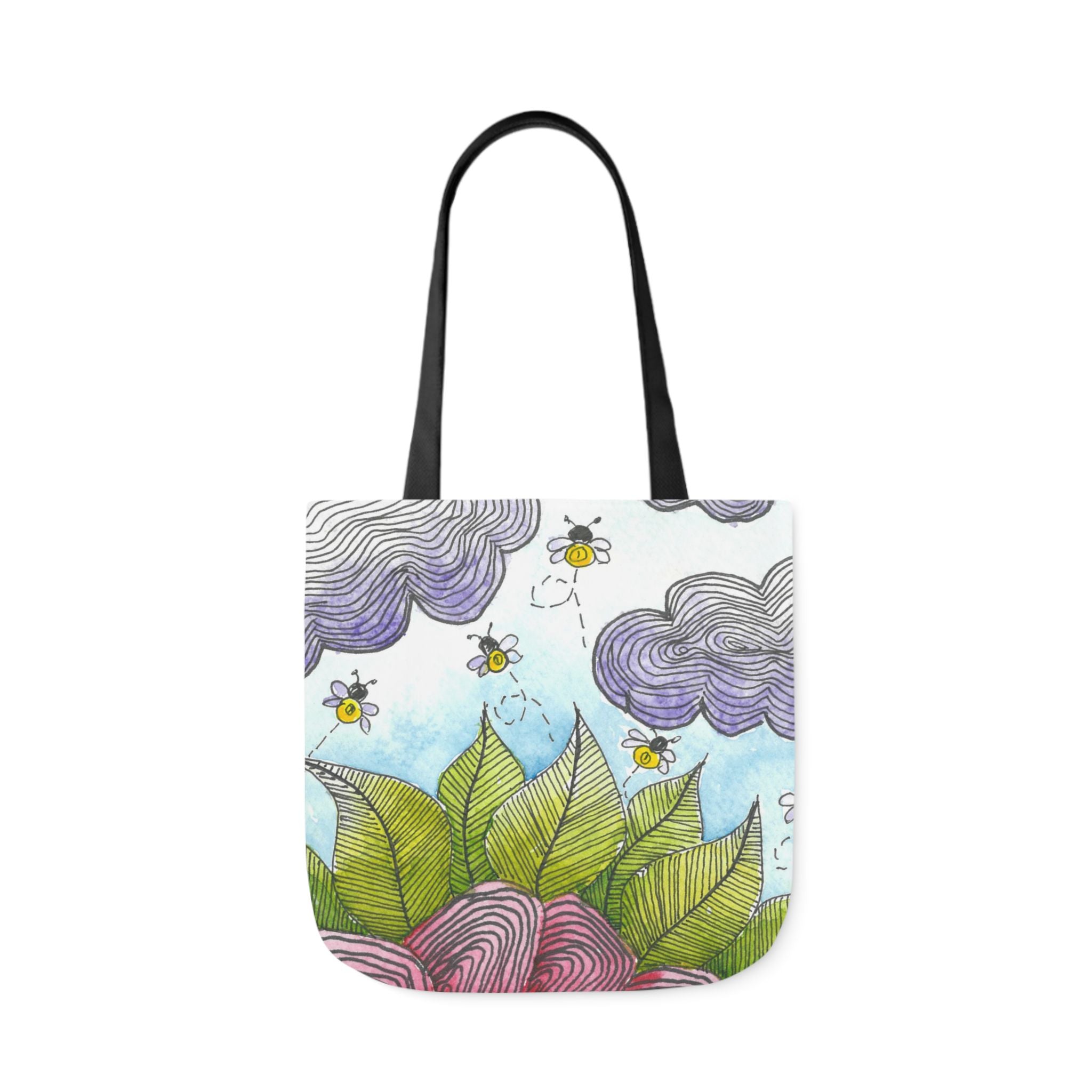 Canvas Tote Bags, Colourful Abstract Designs, 5-Color Straps, 3 Sizes.  For Family and friends or a Special Gift #4 Bloom'n