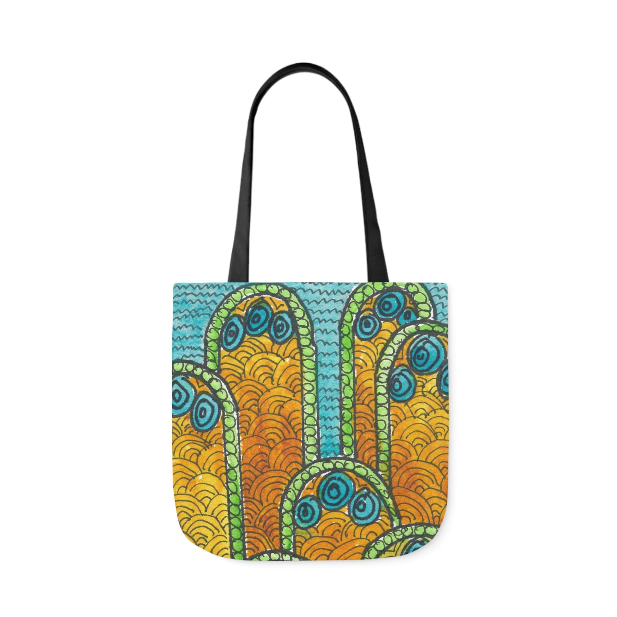 Canvas Tote Bags, Colourful Abstract Designs, 5-Color Straps, 3 Sizes.  For Family and friends or a Special Gift #87 Belgrade Impressions