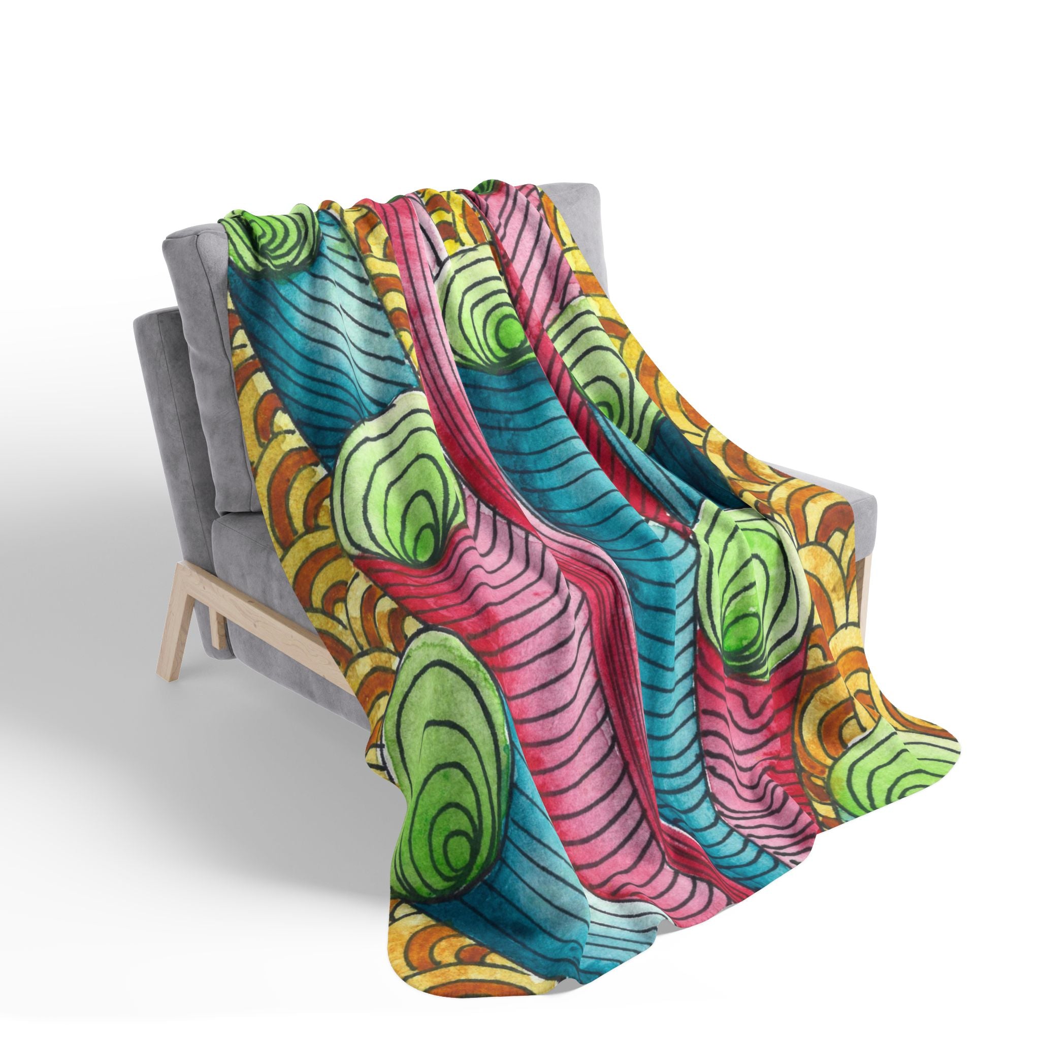 Fleece Throw Blanket, Textured Sherpa Underside, Hemmed, 2 Sizes. Colourful Abstract Design. Perfect for Bedroom, Living Room, or Special Gift #93 On A Mission