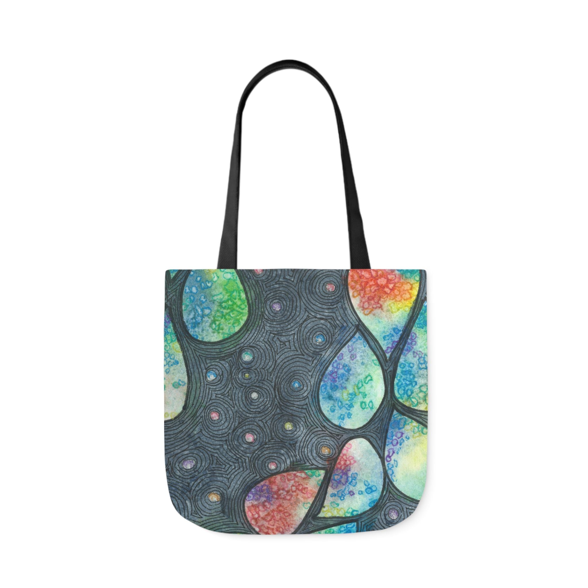 Canvas Tote Bags, Colourful Abstract Designs, 5-Color Straps, 3 Sizes.  For Family and friends or a Special Gift #30 Give Us A Minute