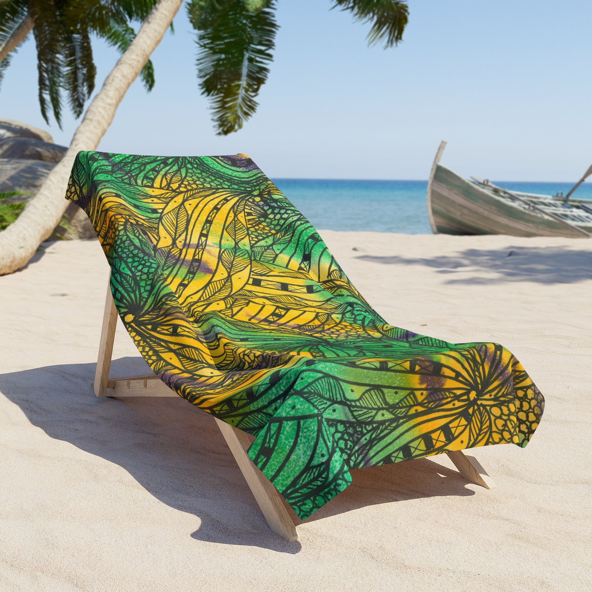 Colourful Abstract Beach Towels, Cotton Loop backing for Durability, 2 Sizes.  For Family and friends or a Special Gift #37 Shrubbery