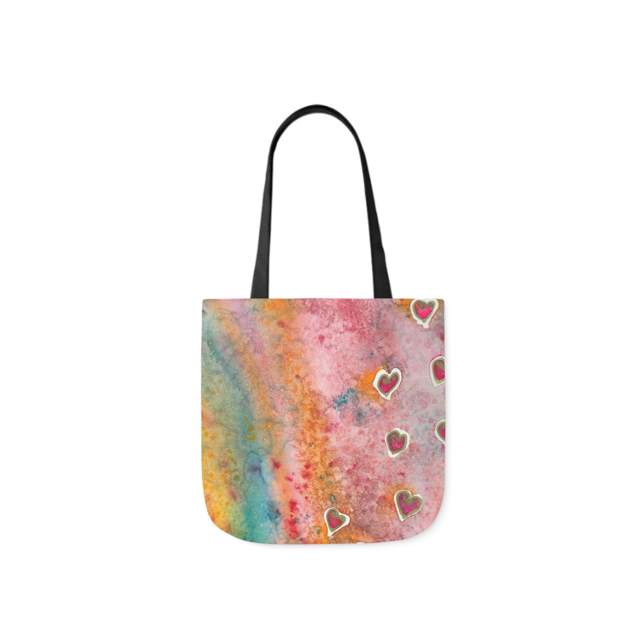 Canvas Tote Bags, Colourful Abstract Designs, 5-Color Straps, 3 Sizes.  For Family and friends or a Special Gift #96 Love Friendship Integrity