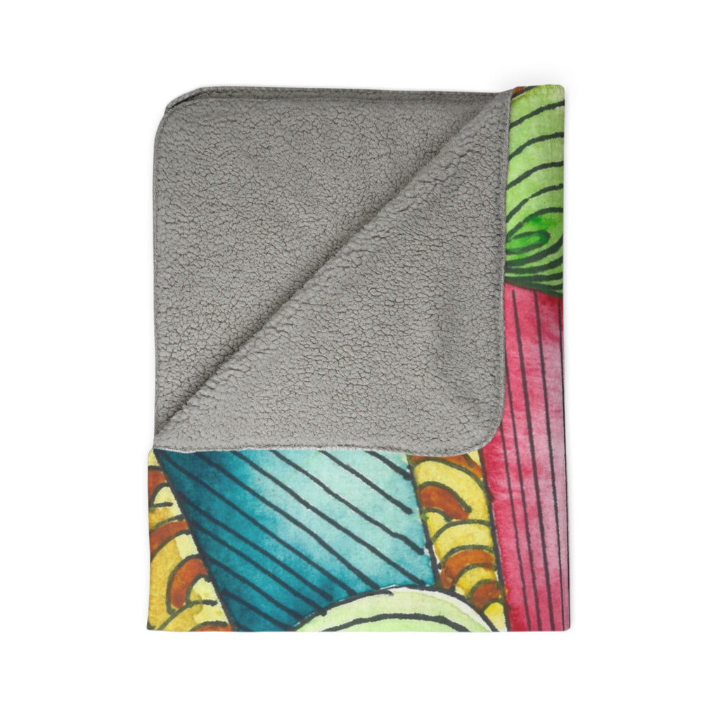 Fleece Throw Blanket, Textured Sherpa Underside, Hemmed, 2 Sizes. Colourful Abstract Design. Perfect for Bedroom, Living Room, or Special Gift #93 On A Mission
