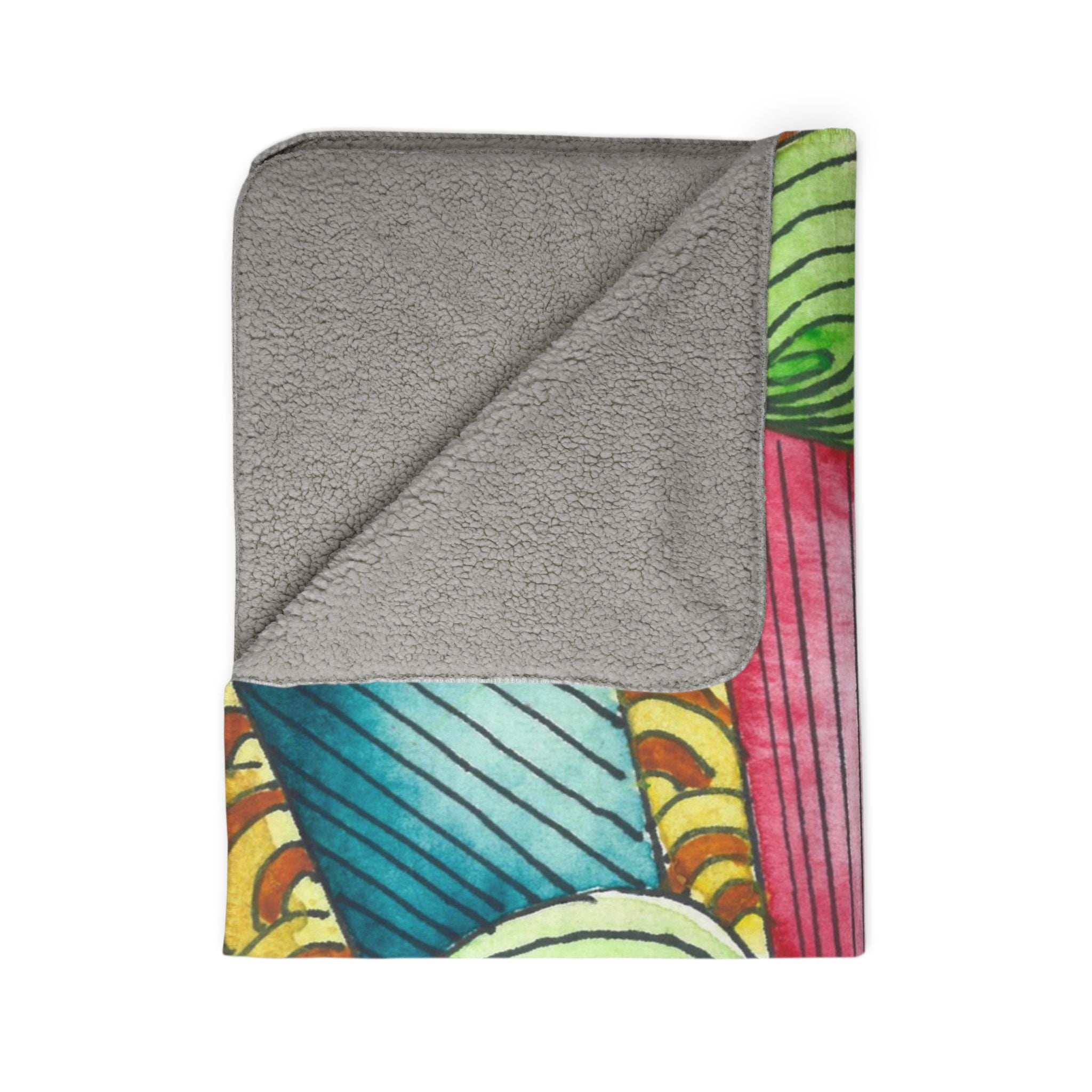 Fleece Throw Blanket, Textured Sherpa Underside, Hemmed, 2 Sizes. Colourful Abstract Design. Perfect for Bedroom, Living Room, or Special Gift #93 On A Mission