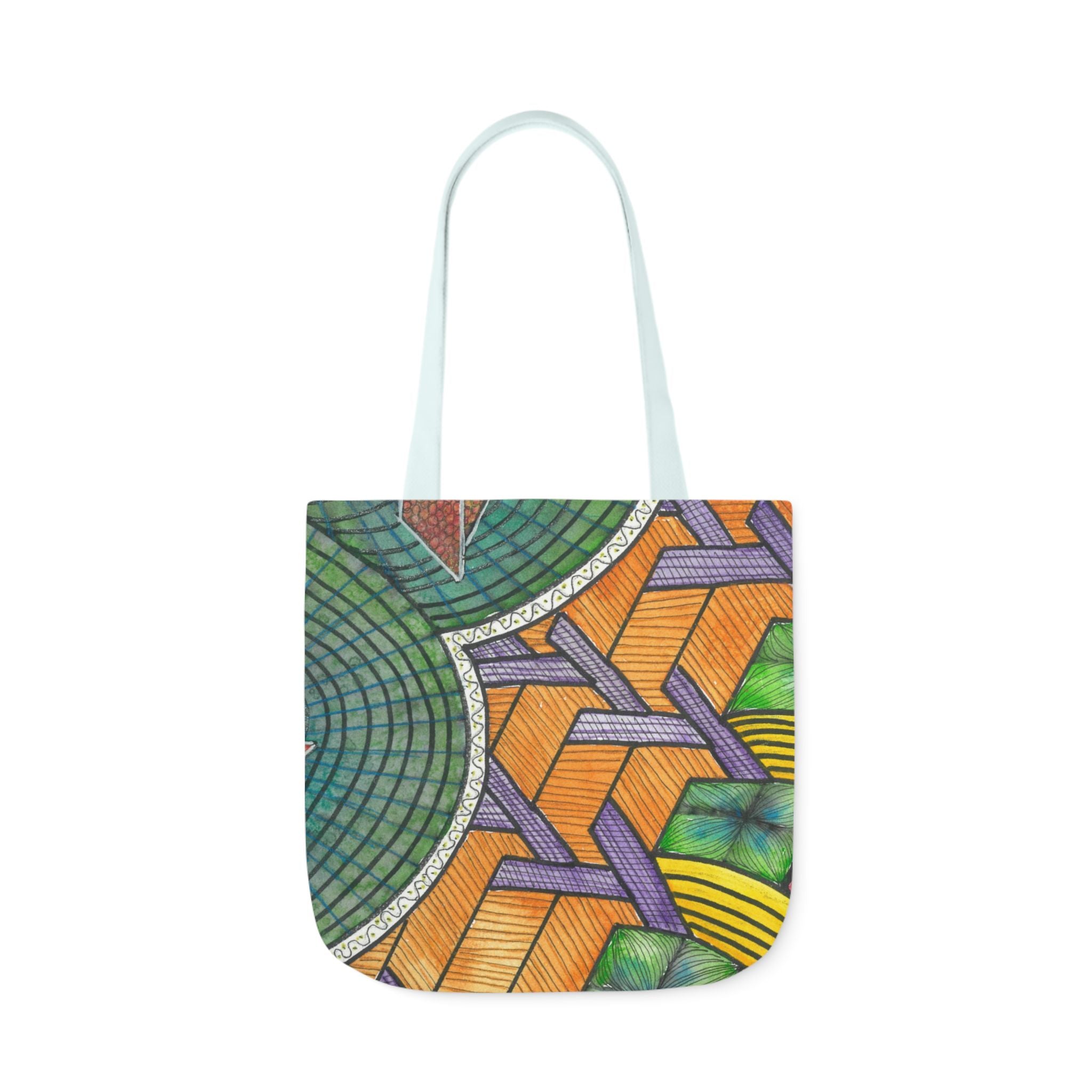 Canvas Tote Bags, Colourful Abstract Designs, 5-Color Straps, 3 Sizes.  For Family and friends or a Special Gift #31 T'Eye Land