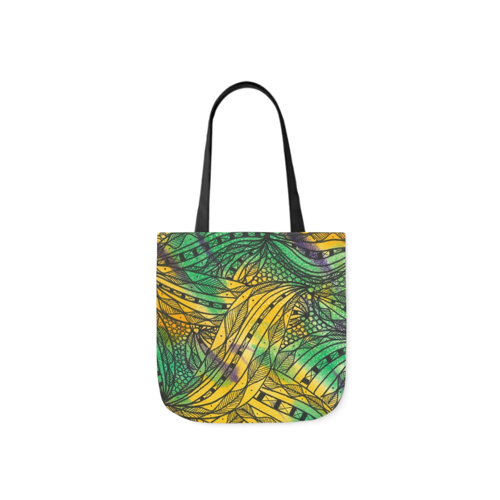 Canvas Tote Bags, Colourful Abstract Designs, 5-Color Straps, 3 Sizes.  For Family and friends or a Special Gift #37 Shrubbery