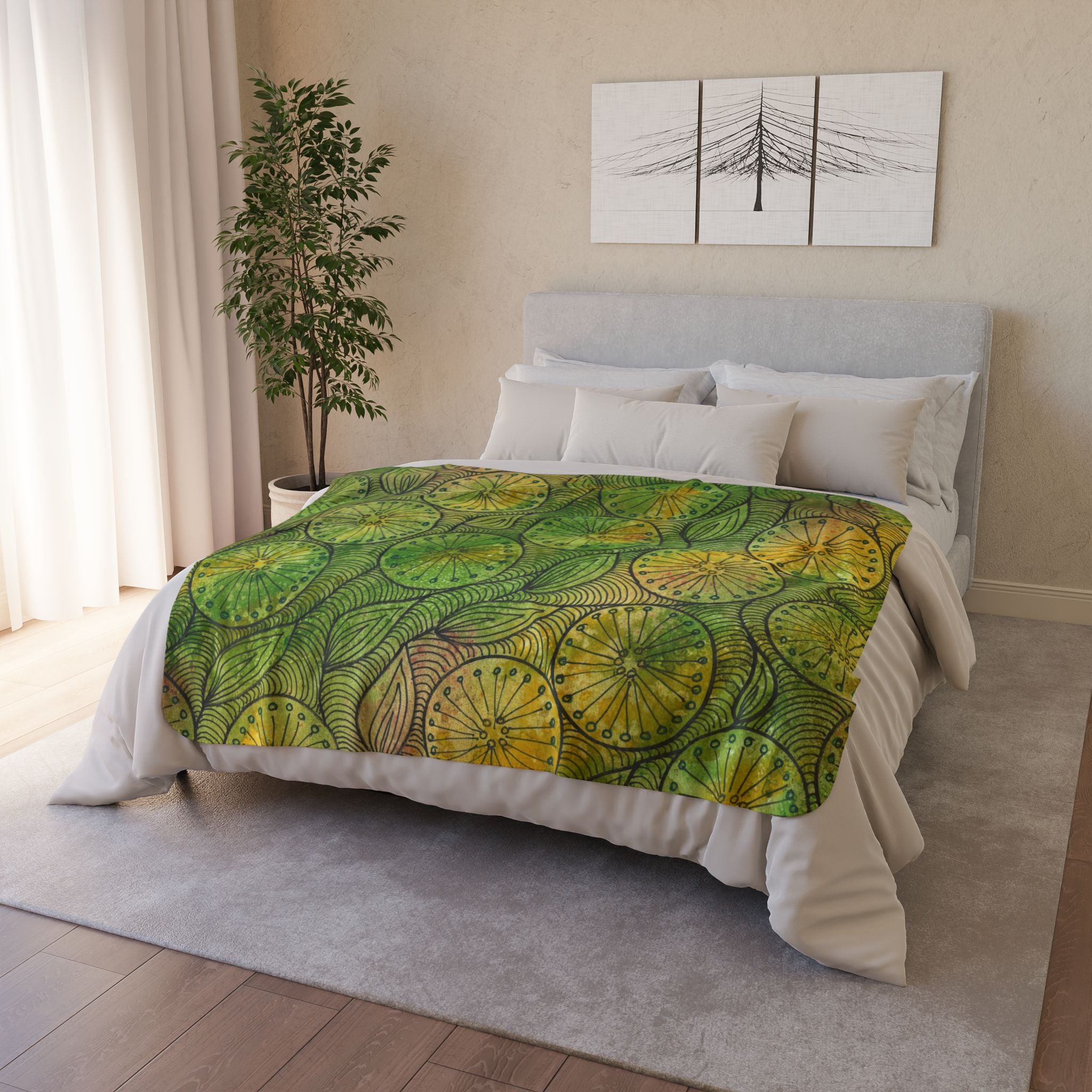 Fleece Throw Blanket, Textured Sherpa Underside, Hemmed, 2 Sizes. Colourful Abstract Design. Perfect for Bedroom, Living Room, or Special Gift #63 Margarita Mondays