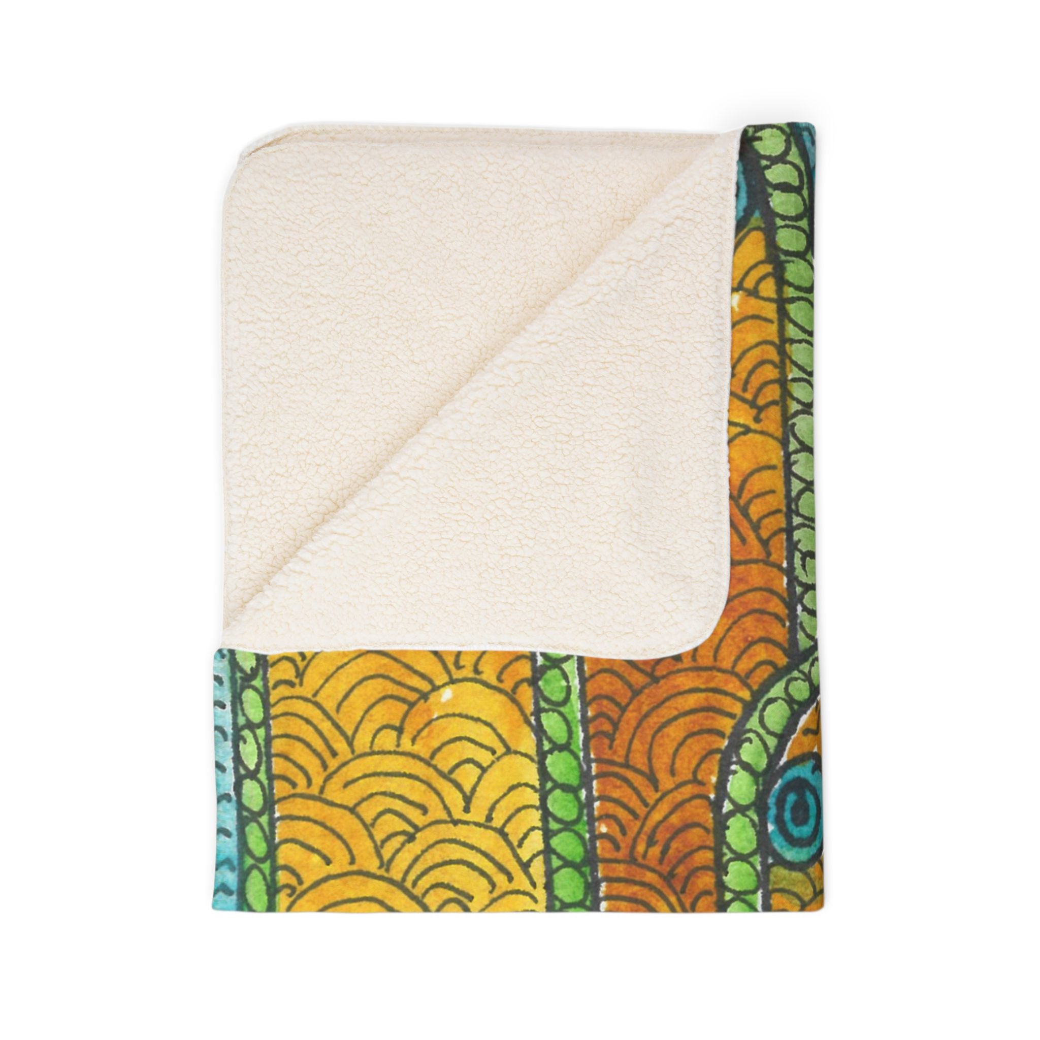 Fleece Throw Blanket, Textured Sherpa Underside, Hemmed, 2 Sizes. Colourful Abstract Design. Perfect for Bedroom, Living Room, or Special Gift #87 Belgrade Impressions