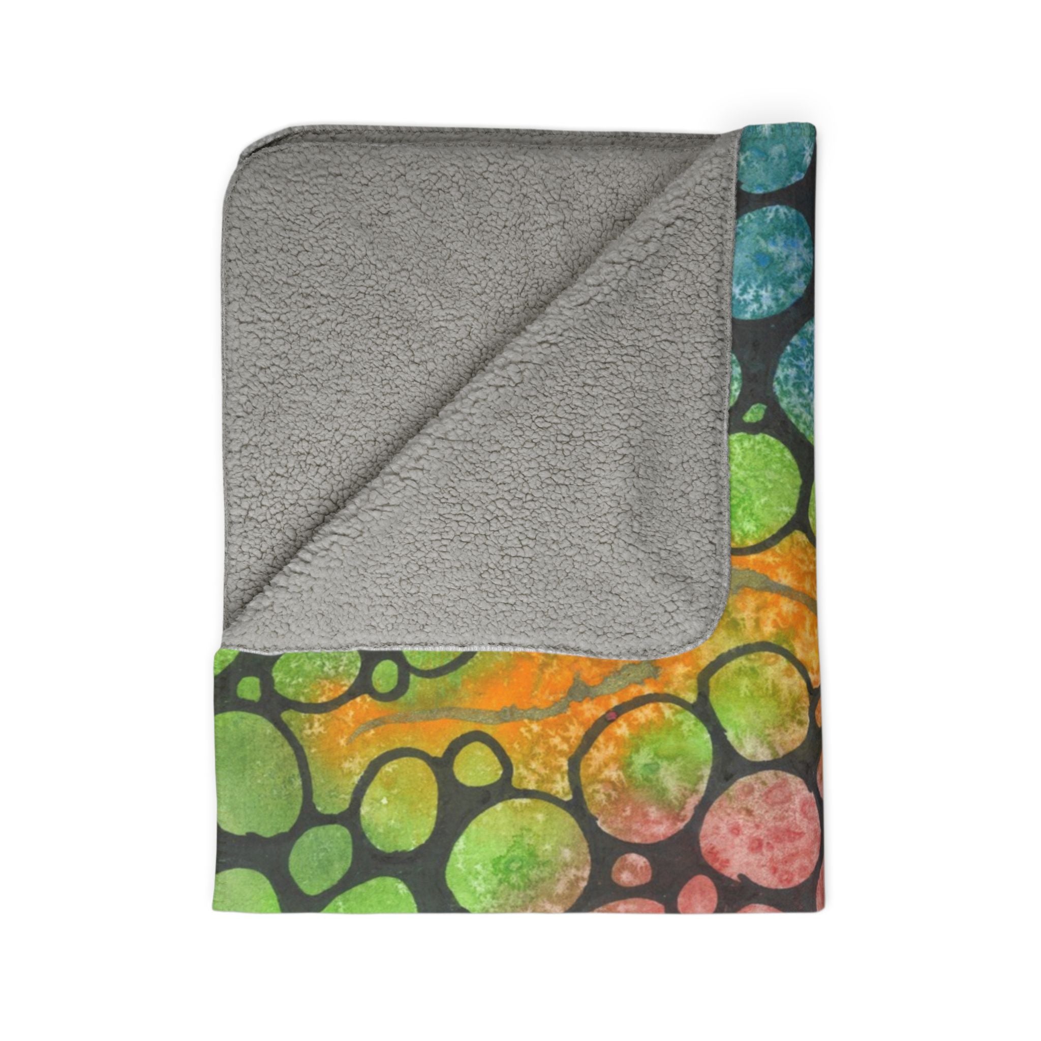 Fleece Throw Blanket, Textured Sherpa Underside, Hemmed, 2 Sizes. Colourful Abstract Design. Perfect for Bedroom, Living Room, or Special Gift #77 River Of Dreams
