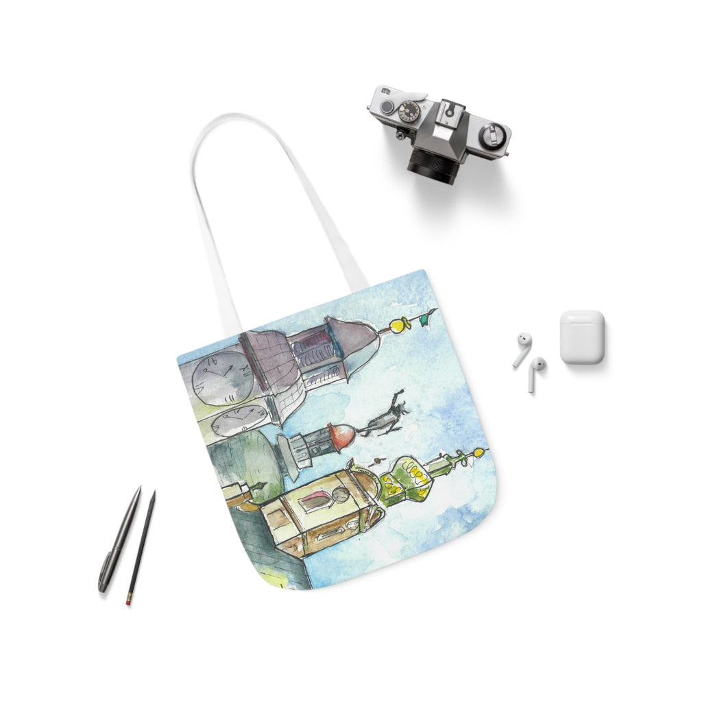 Canvas Tote Bags, Colourful Abstract Designs, 5-Color Straps, 3 Sizes.  For Family and friends or a Special Gift #95 Beautiful Novi Sad