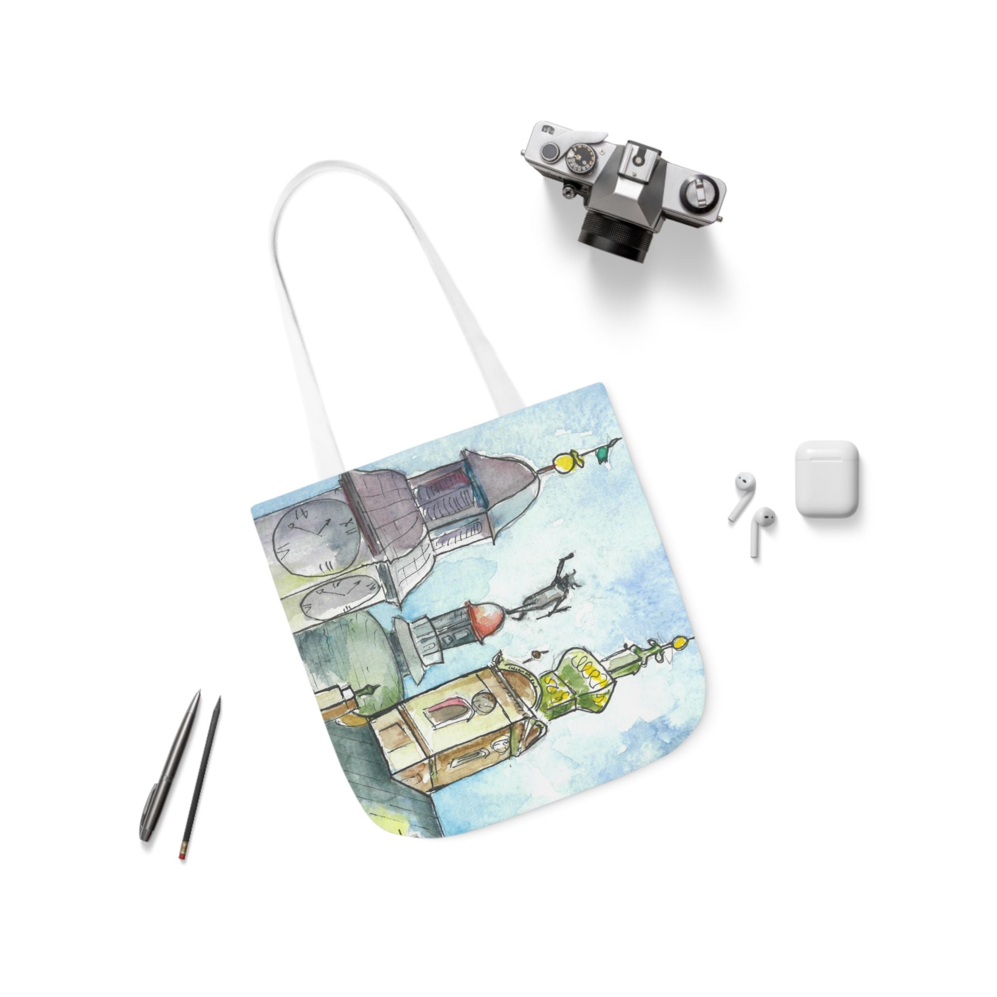 Canvas Tote Bags, Colourful Abstract Designs, 5-Color Straps, 3 Sizes.  For Family and friends or a Special Gift #95 Beautiful Novi Sad