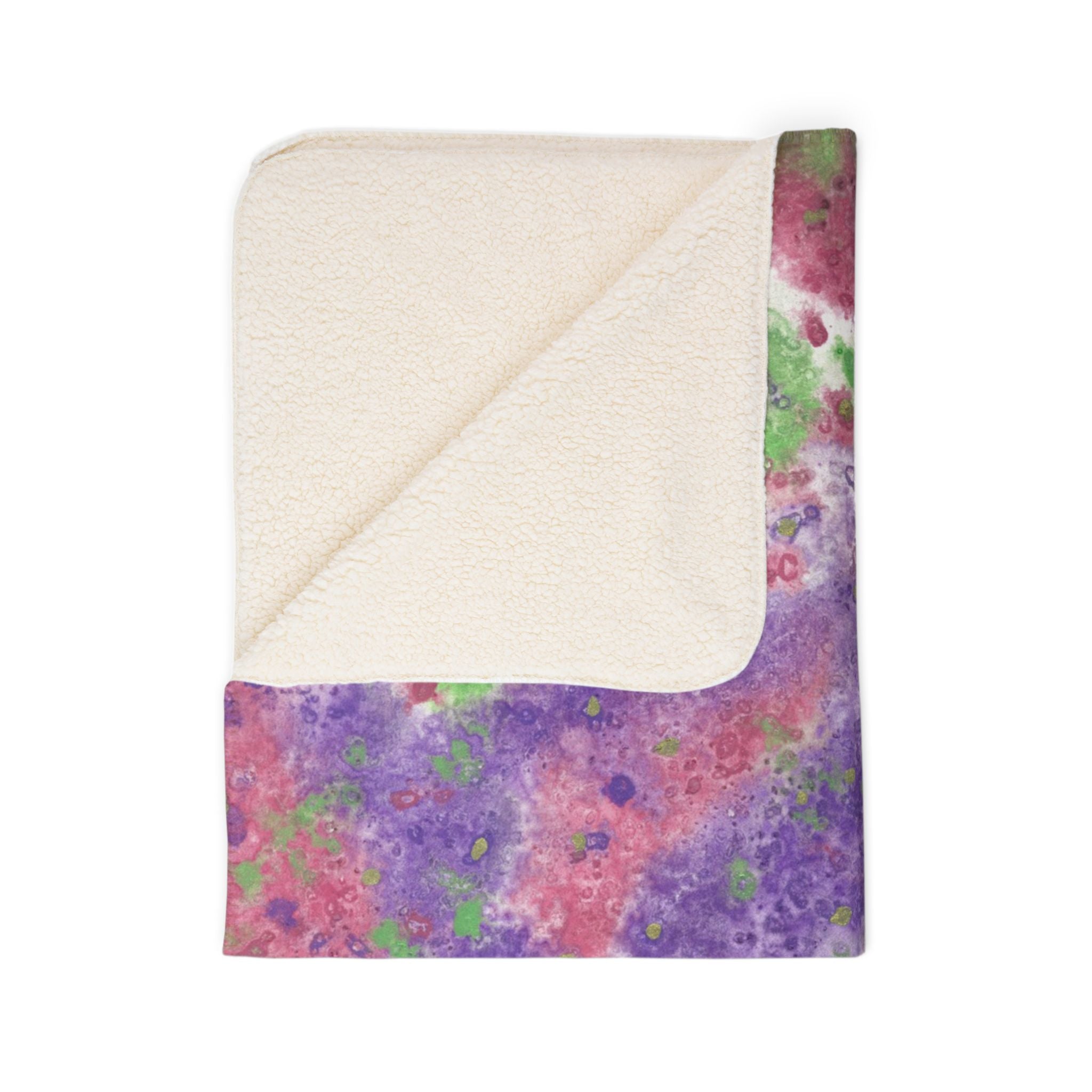 Fleece Throw Blanket, Textured Sherpa Underside, Hemmed, 2 Sizes. Colourful Abstract Design. Perfect for Bedroom, Living Room, or Special Gift #100 Immortal Being