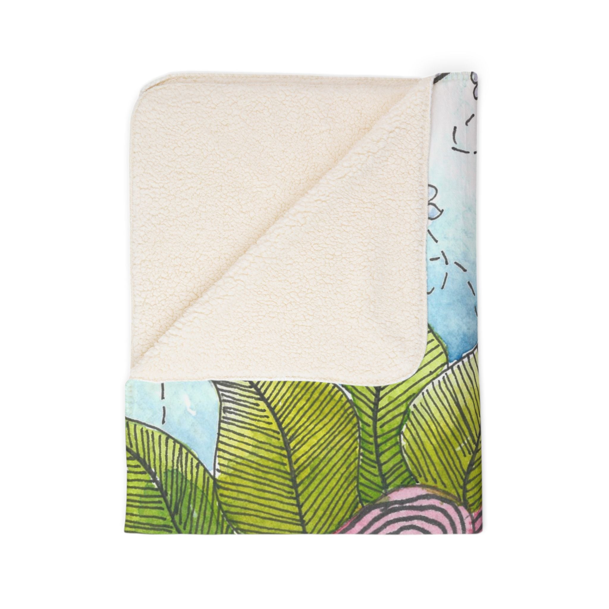 Fleece Throw Blanket, Textured Sherpa Underside, Hemmed, 2 Sizes. Colourful Abstract Design. Perfect for Bedroom, Living Room, or Special Gift #4 Bloom'n