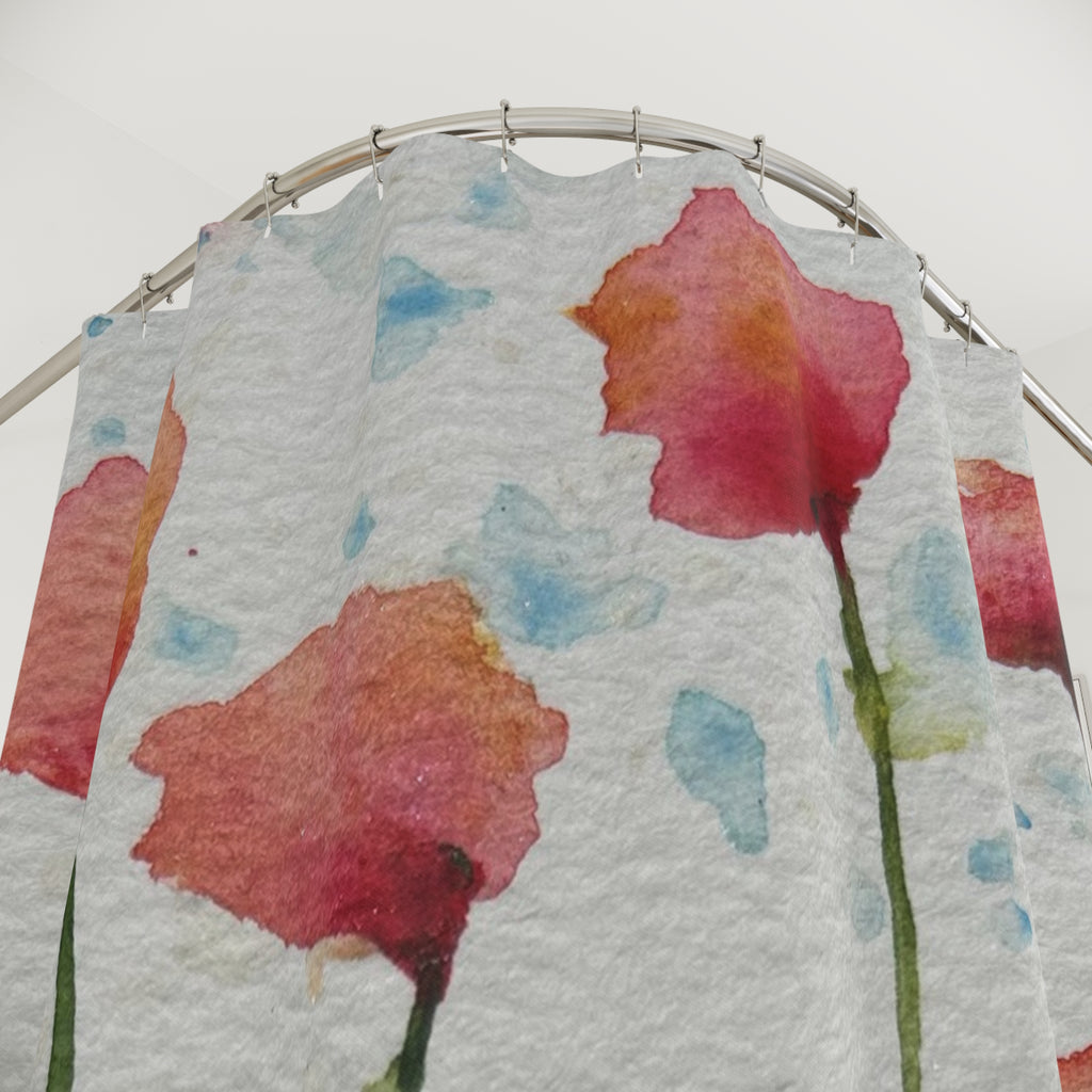 Beautiful Shower Curtains to Refresh Your Bathroom. Colourful Abstract Designs. Perfect For Your Bathroom or Special House-Warming Gift #94 Poppies Galore