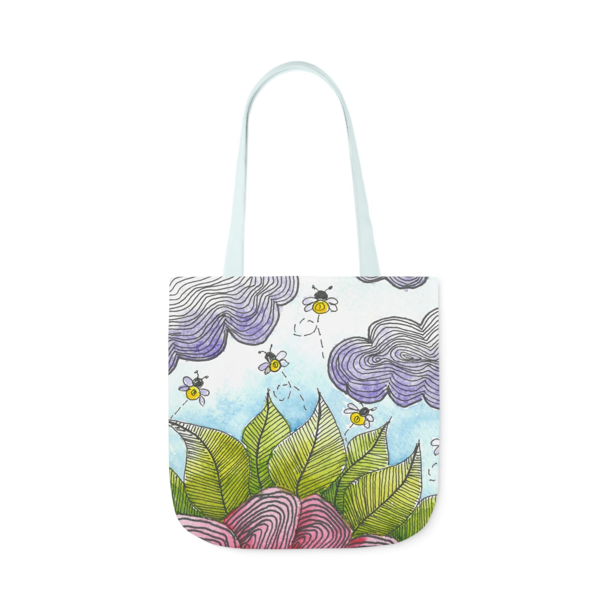 Canvas Tote Bags, Colourful Abstract Designs, 5-Color Straps, 3 Sizes.  For Family and friends or a Special Gift #4 Bloom'n