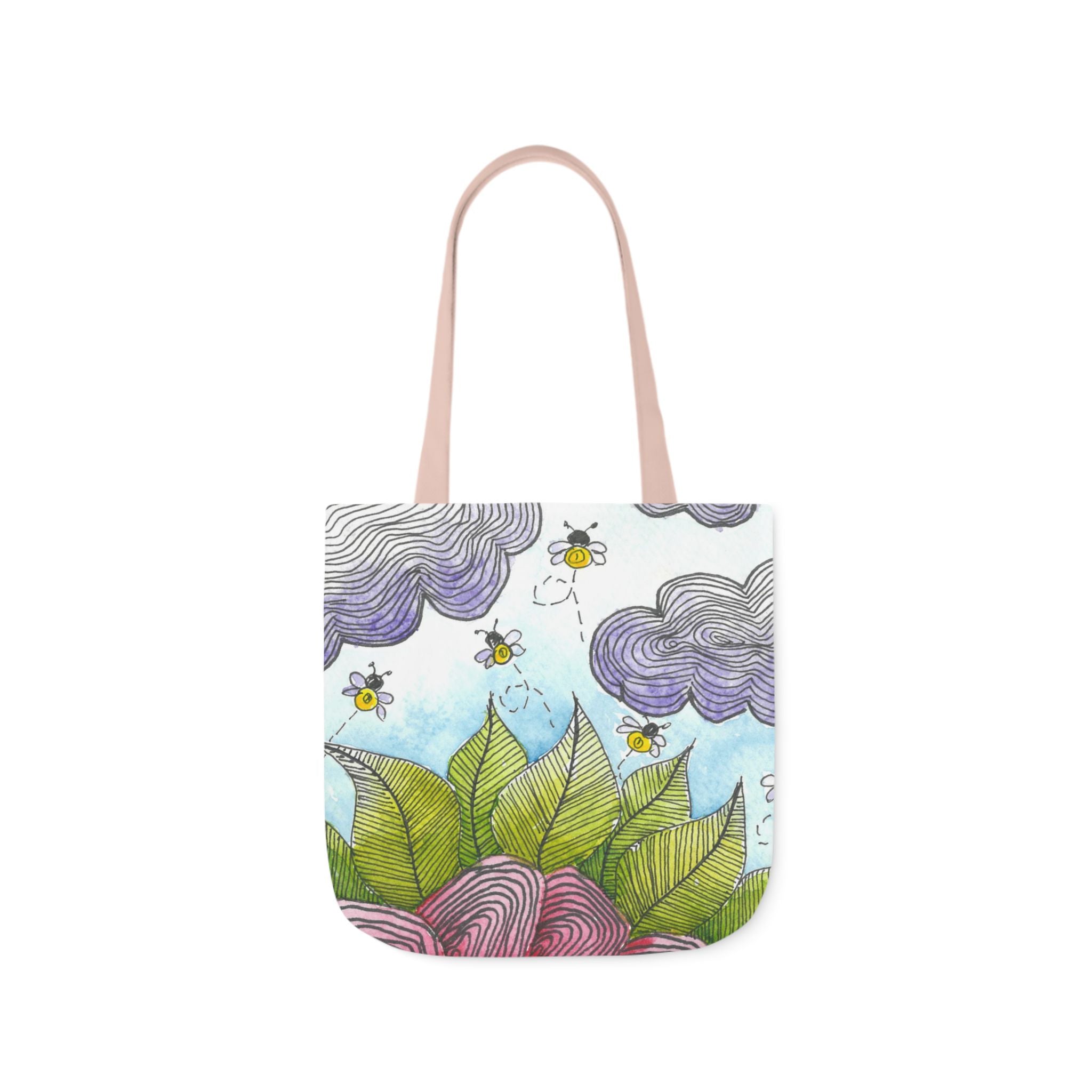 Canvas Tote Bags, Colourful Abstract Designs, 5-Color Straps, 3 Sizes.  For Family and friends or a Special Gift #4 Bloom'n