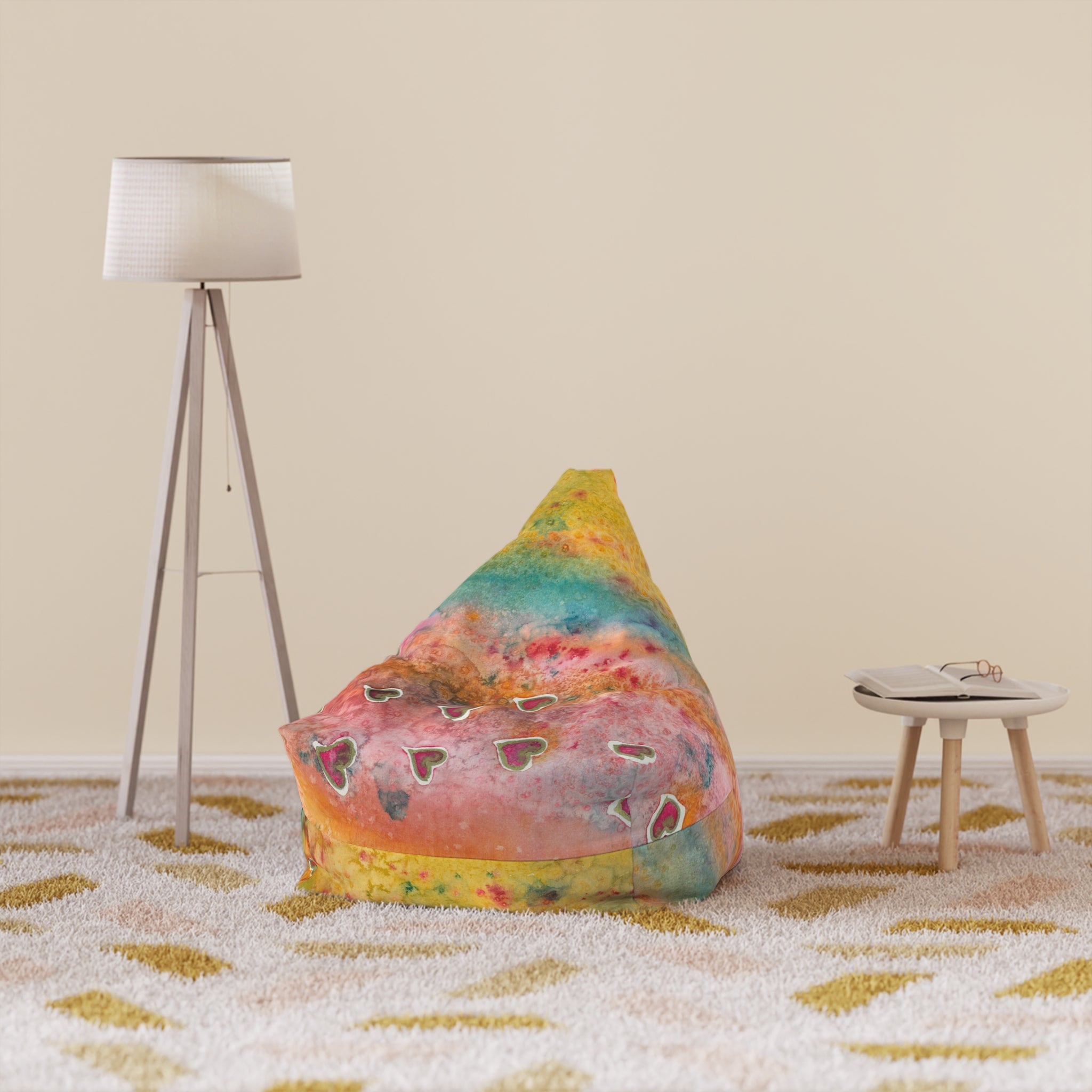 Bean Bag Chair Covers For Indoor & Outdoor - 2 Sizes - Exciting Abstract Design #96 Love, Friendship, integrity