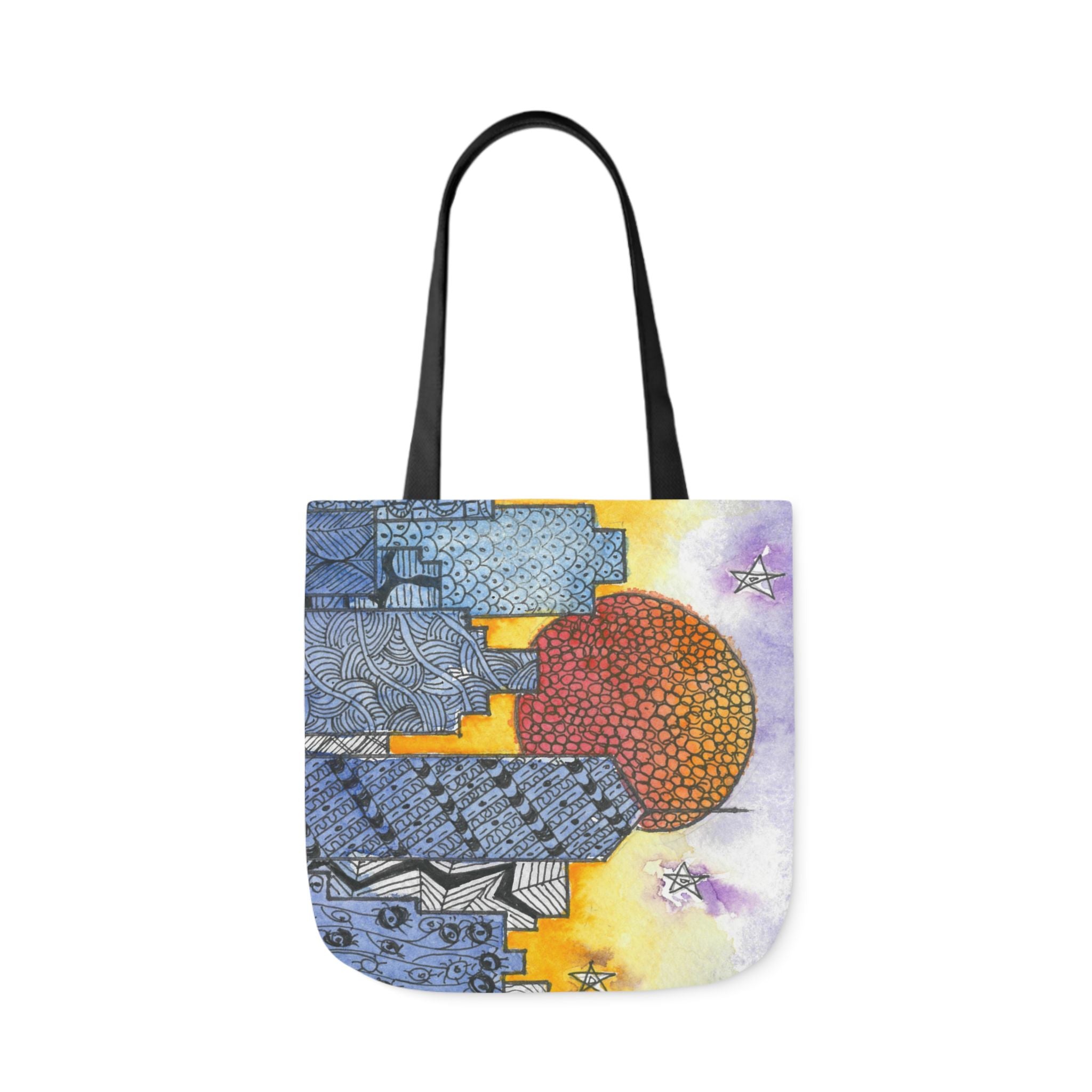 Canvas Tote Bags, Colourful Abstract Designs, 5-Color Straps, 3 Sizes.  For Family and friends or a Special Gift #5 In The Shadows